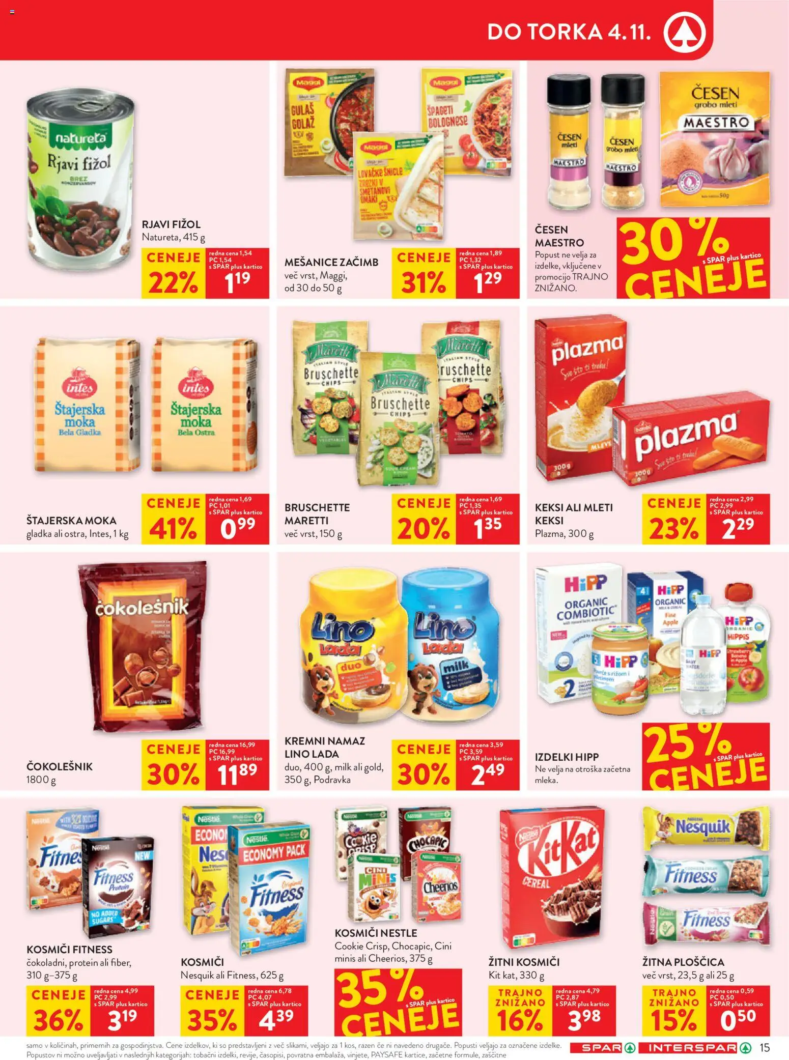 Novi Spar katalog ponudbe – veljaven od 29.10.2025 | Stran: 21 | Izdelki: Moka, Čokolešnik, Spageti, Cesen