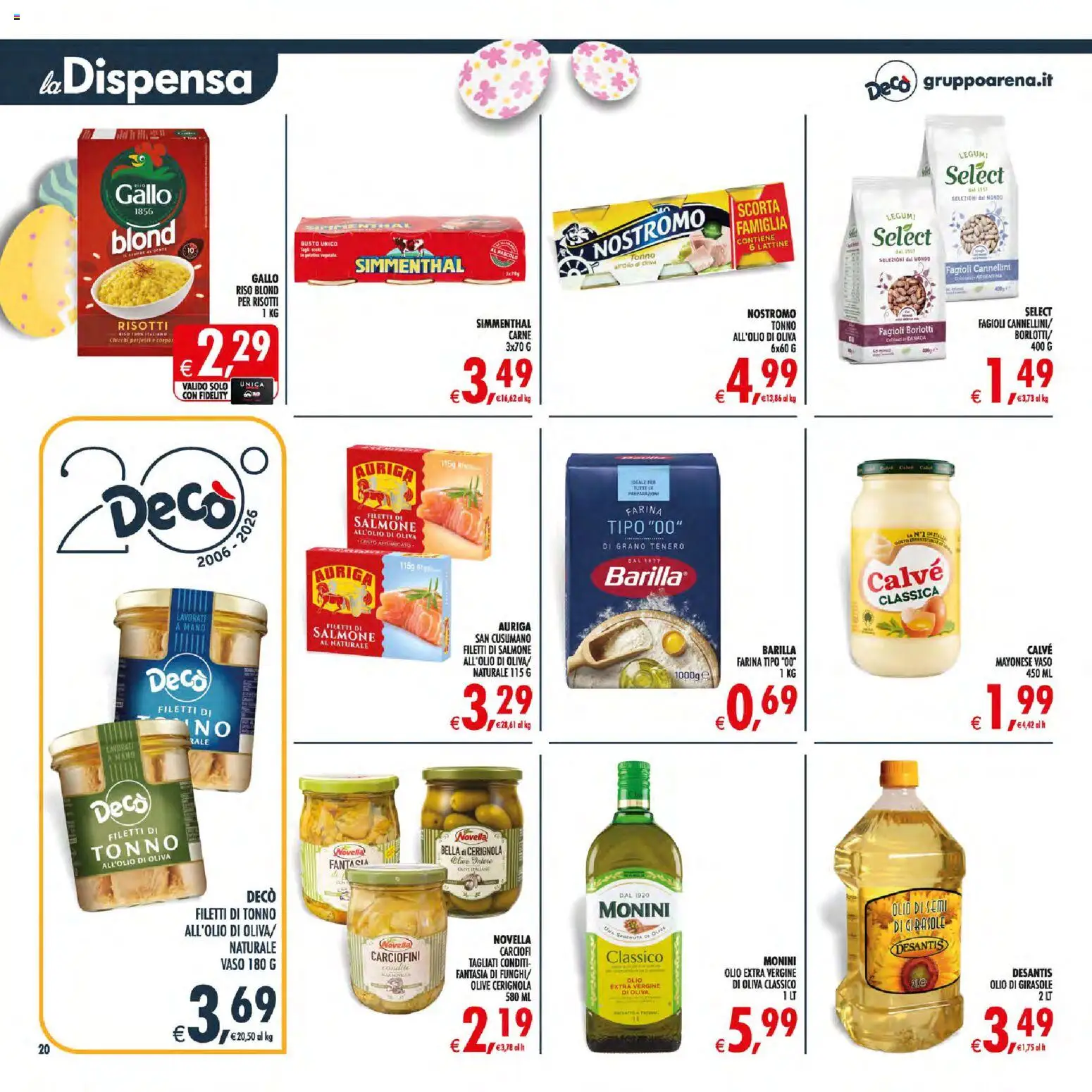 Volantino Decò del 27.03.2026 | Pagina: 20 | Prodotti: Salmone, Tonno, Olio di girasole, Vaso