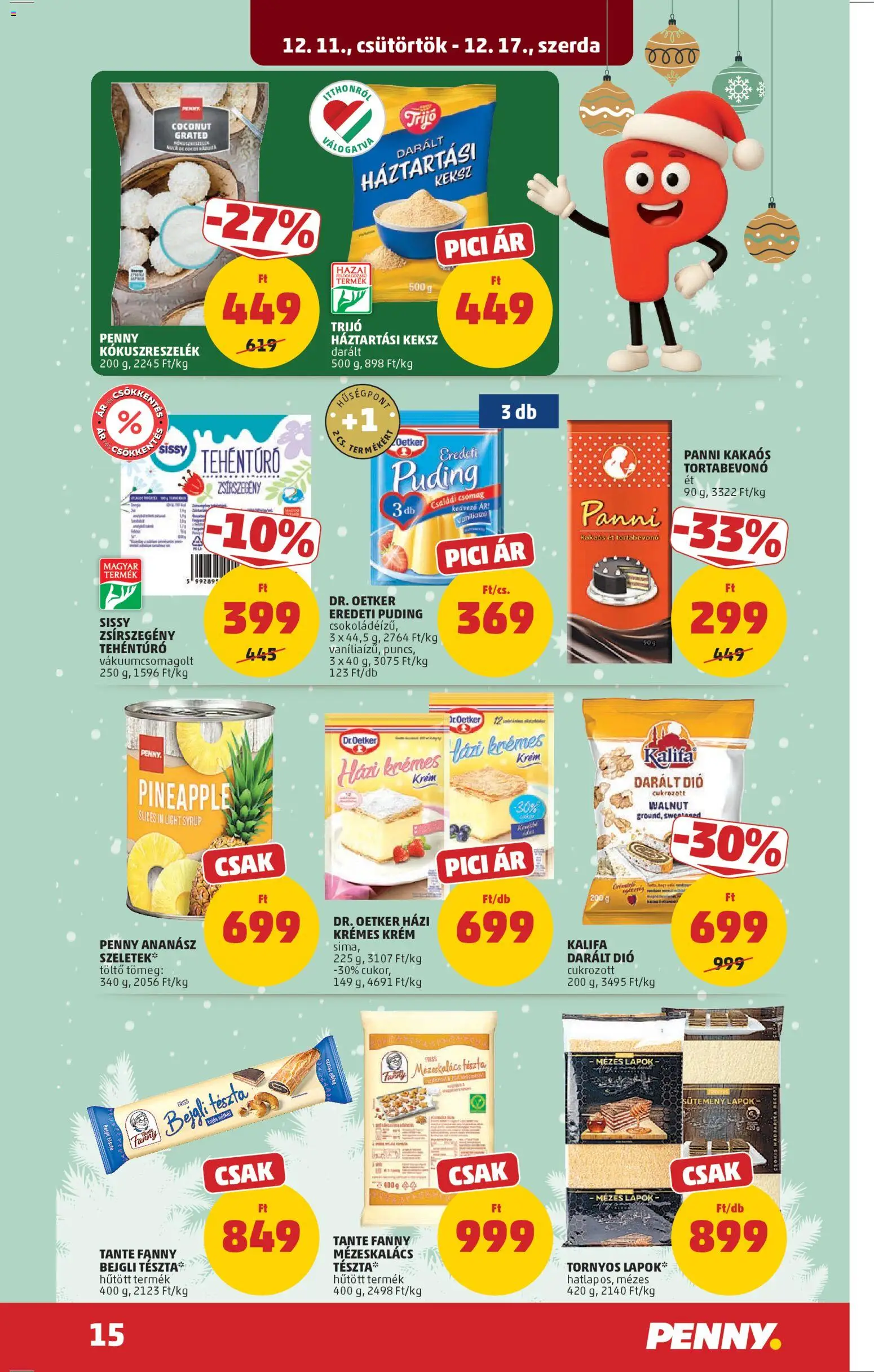 PENNY akciós ujság - amely érvényes a következő dátumtól: 11.12.2025 | Oldal: 19 | Termékek: Tortabevonó, Darált dió, Kókuszreszelék, Tészta