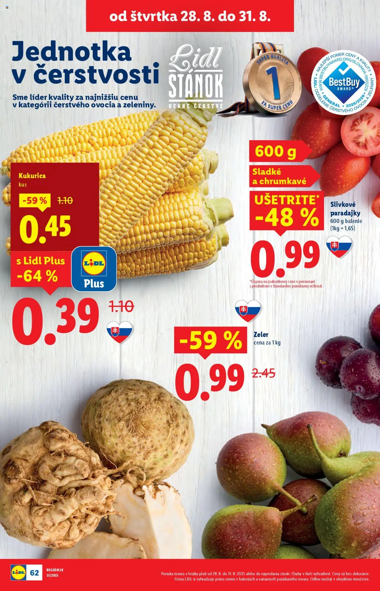 Lidl leták │ platný od 25.08.2025 | Strana: 72 | Produkty: Paradajky, Kukurica, Zeler