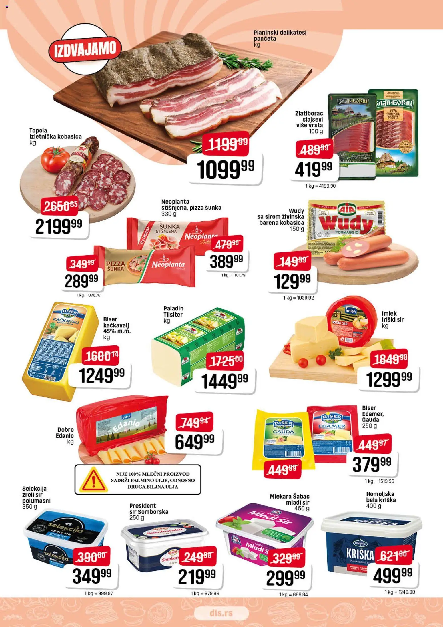 Super DIS katalog - važi od 09.04.2026 | Strana: 3 | Proizvode: Protein, Mladi sir, Edamer, Kobasica