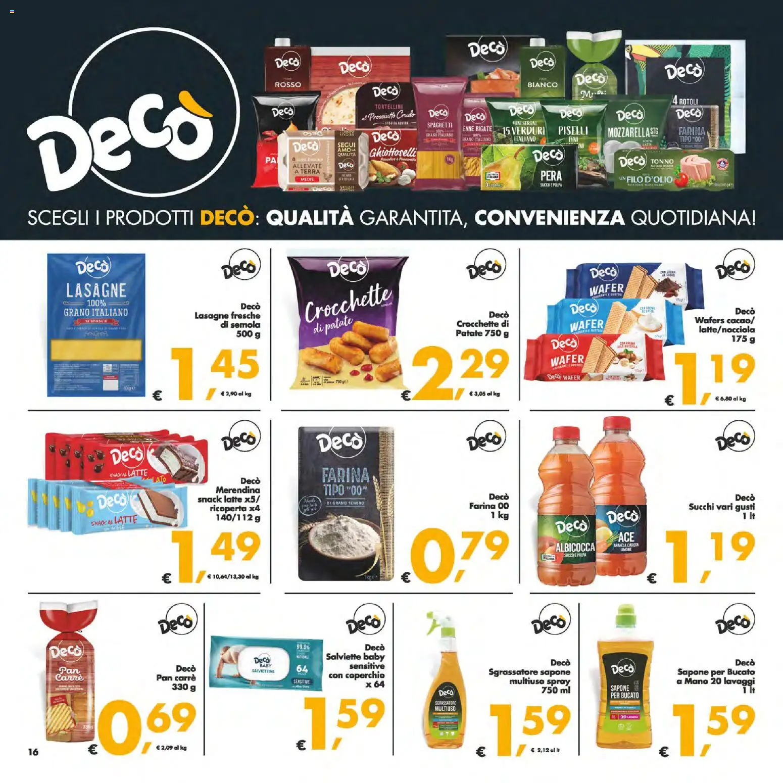 Volantino Decò del 14.11.2025 | Pagina: 16 | Prodotti: Carota, Sgrassatore, Farina, Piselli
