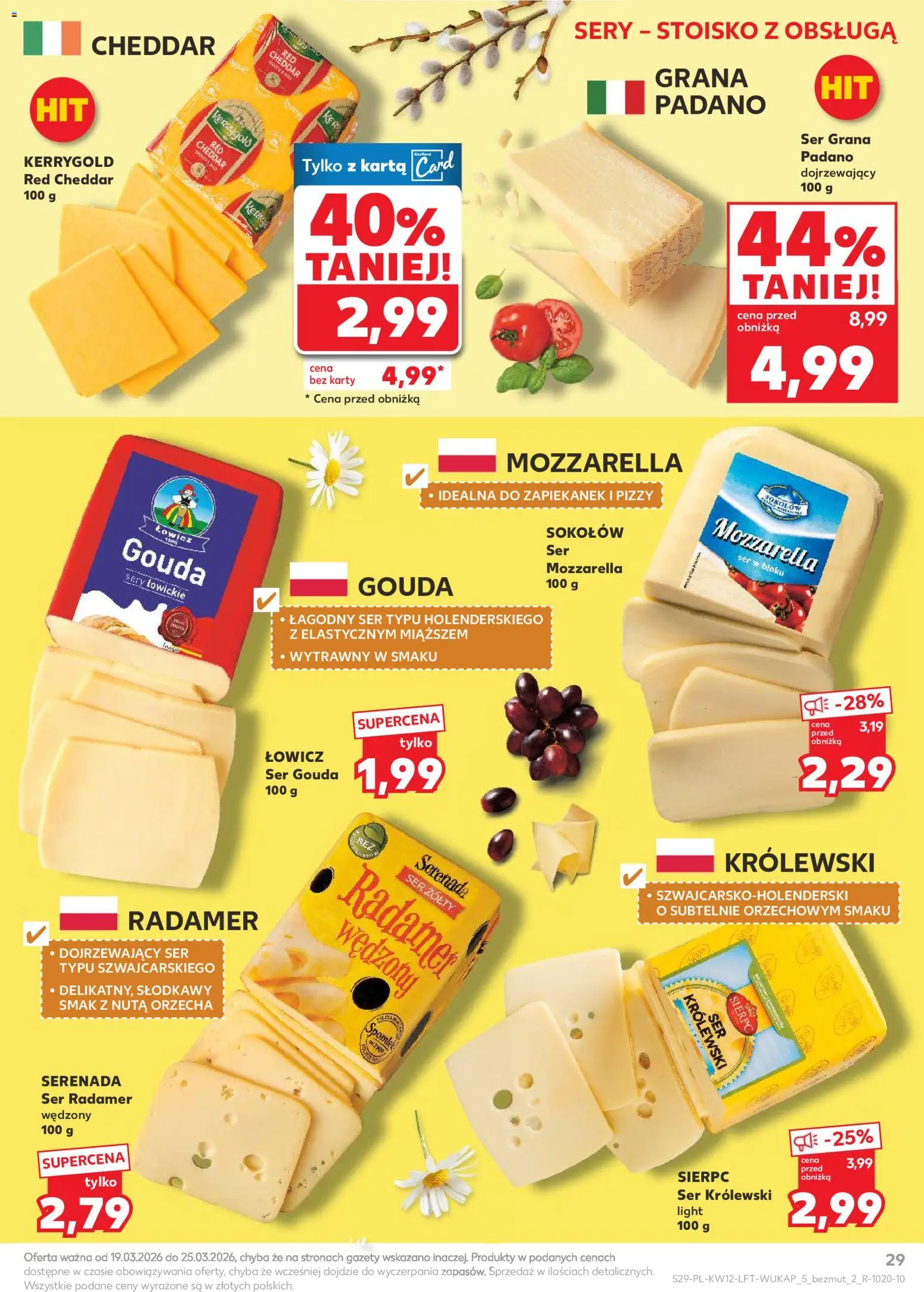 Kaufland gazetka od 19.03.2026 | Strona: 29 | Produkty: Karta, Ser, Mozzarella, Ser gouda