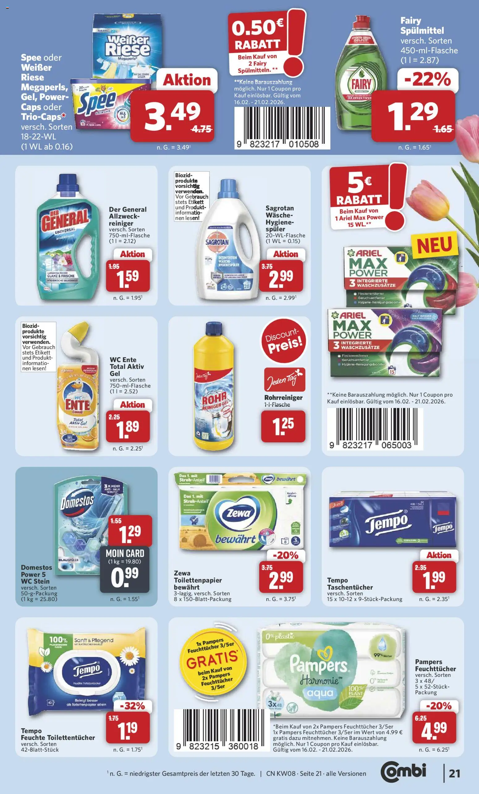 Combi Prospekt 	 – gültig ab 16.02.2026 | Seite: 23 | Produkte: Pampers, Spee, Tempo, Ente
