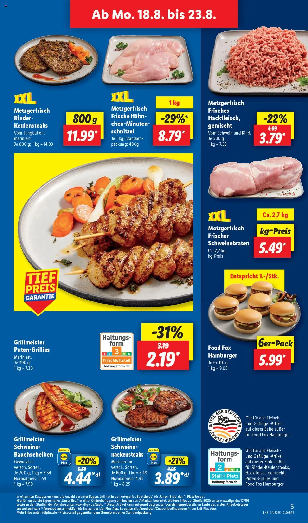 Lidl Prospekt Hohenkirchen	 - gültig ab dem 18.08.2025 | Seite: 7 | Produkte: Nackensteaks, Schnitzel, Brot, Fleisch