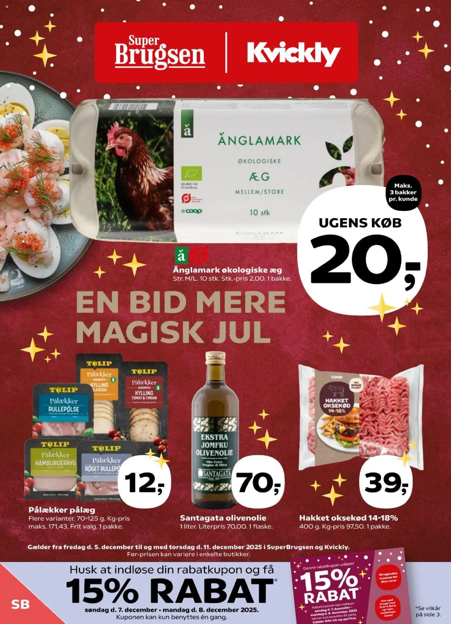 Super Brugsen tilbudsavis – gyldig fra 05.12.2025 | Side: 1 | Produkter: Oksekød, Rullepølse, Hamburgerryg, Timian