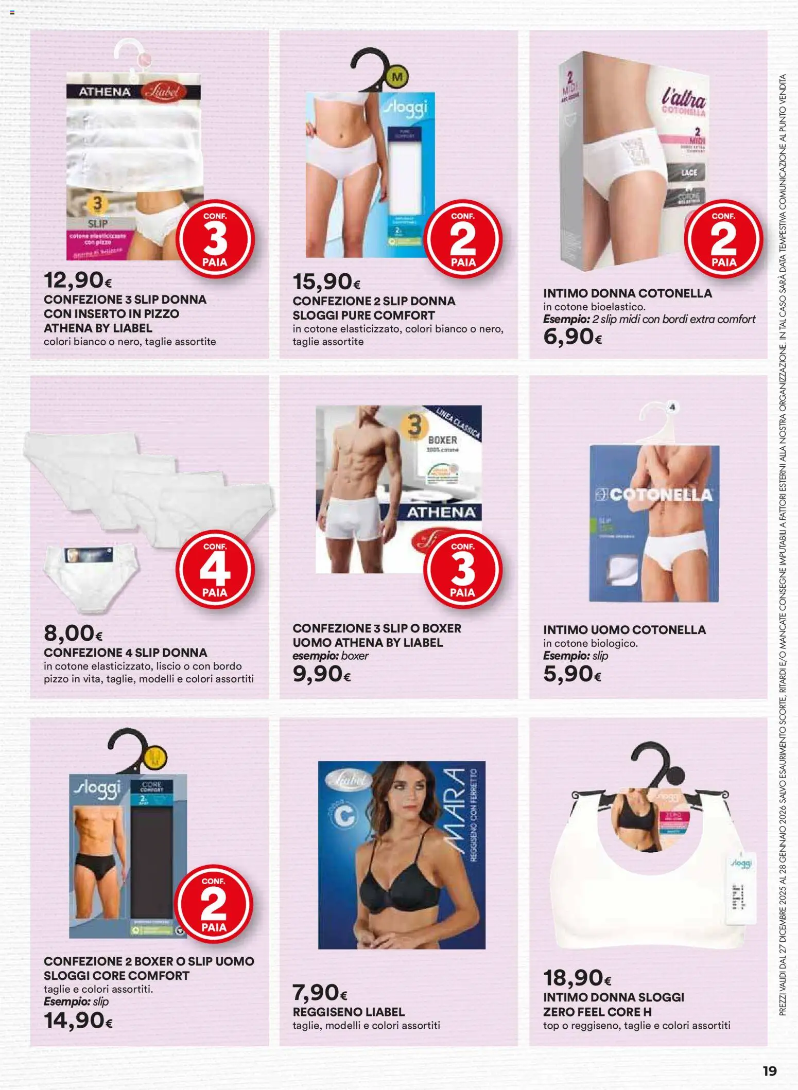 Volantino Ipercoop del 27.12.2025 | Pagina: 19 | Prodotti: Intimo, Reggiseno, Top, Data