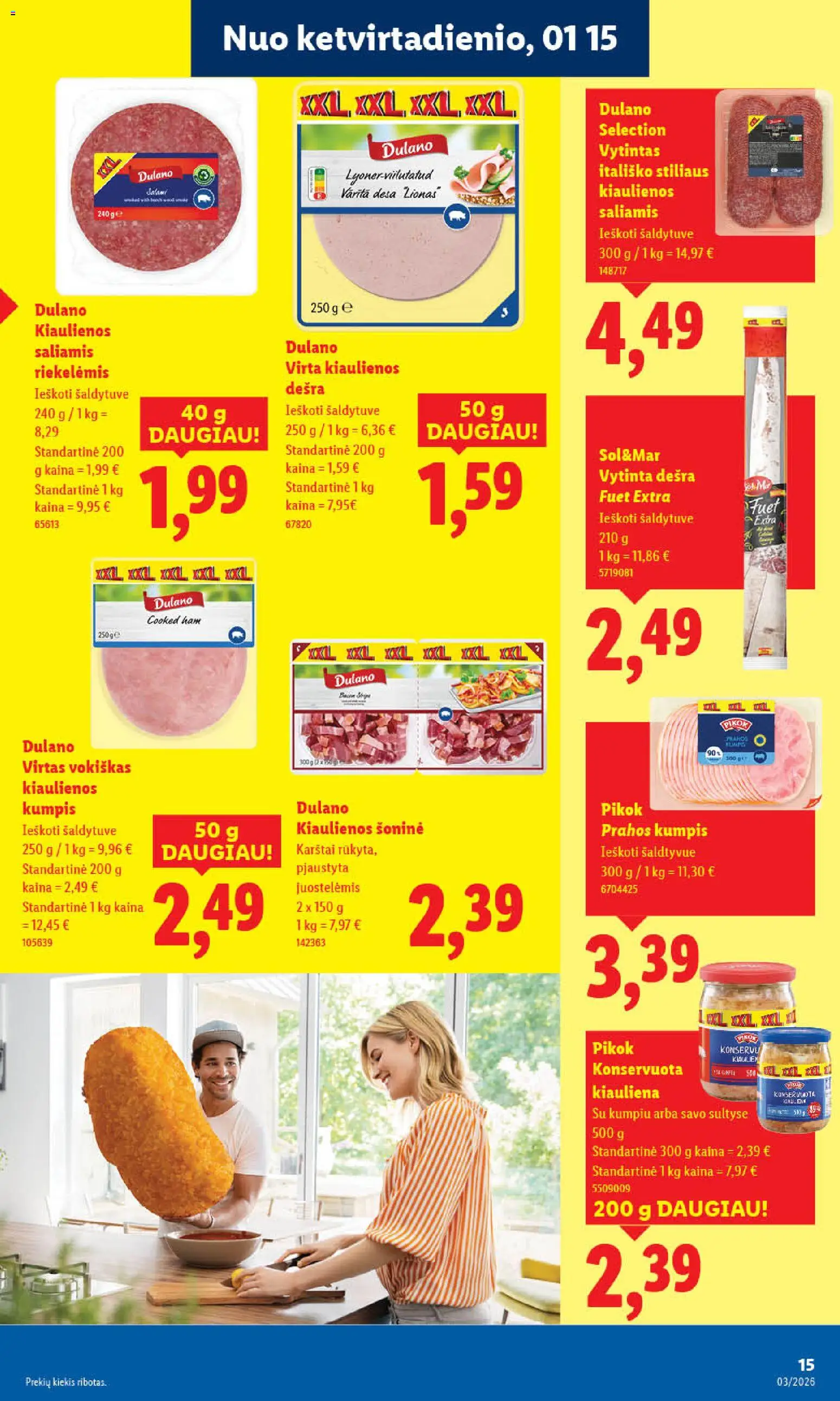 LIDL akcijos nuo 12.01.2026 | Puslapis: 17 | Prekių: Saliamis, Kumpis, Dešra, Kiauliena