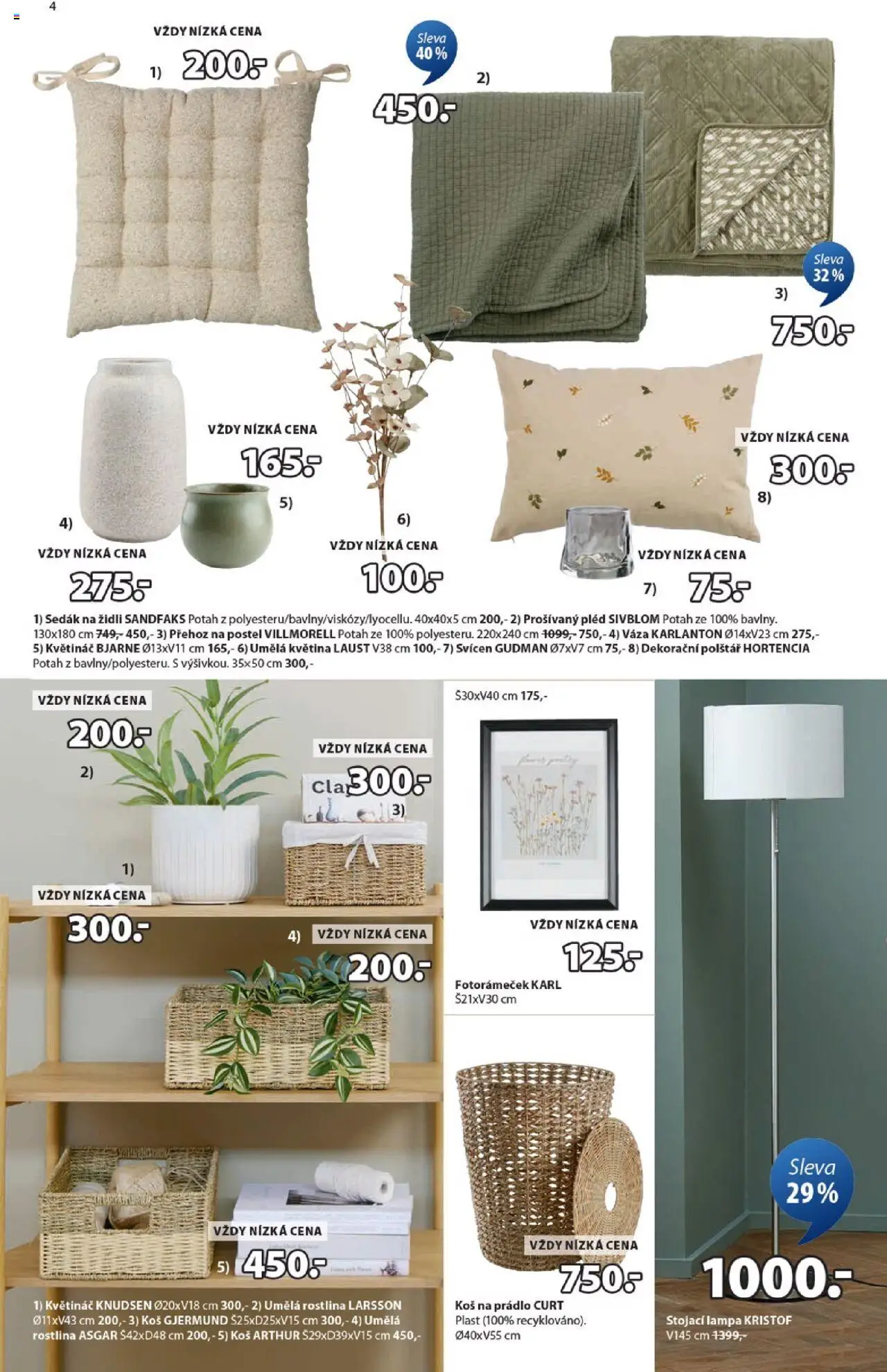 JYSK leták od 20.10.2025 | Strana: 4 | Produkty: Koš na prádlo, Svícen, Postel, Přehoz na postel