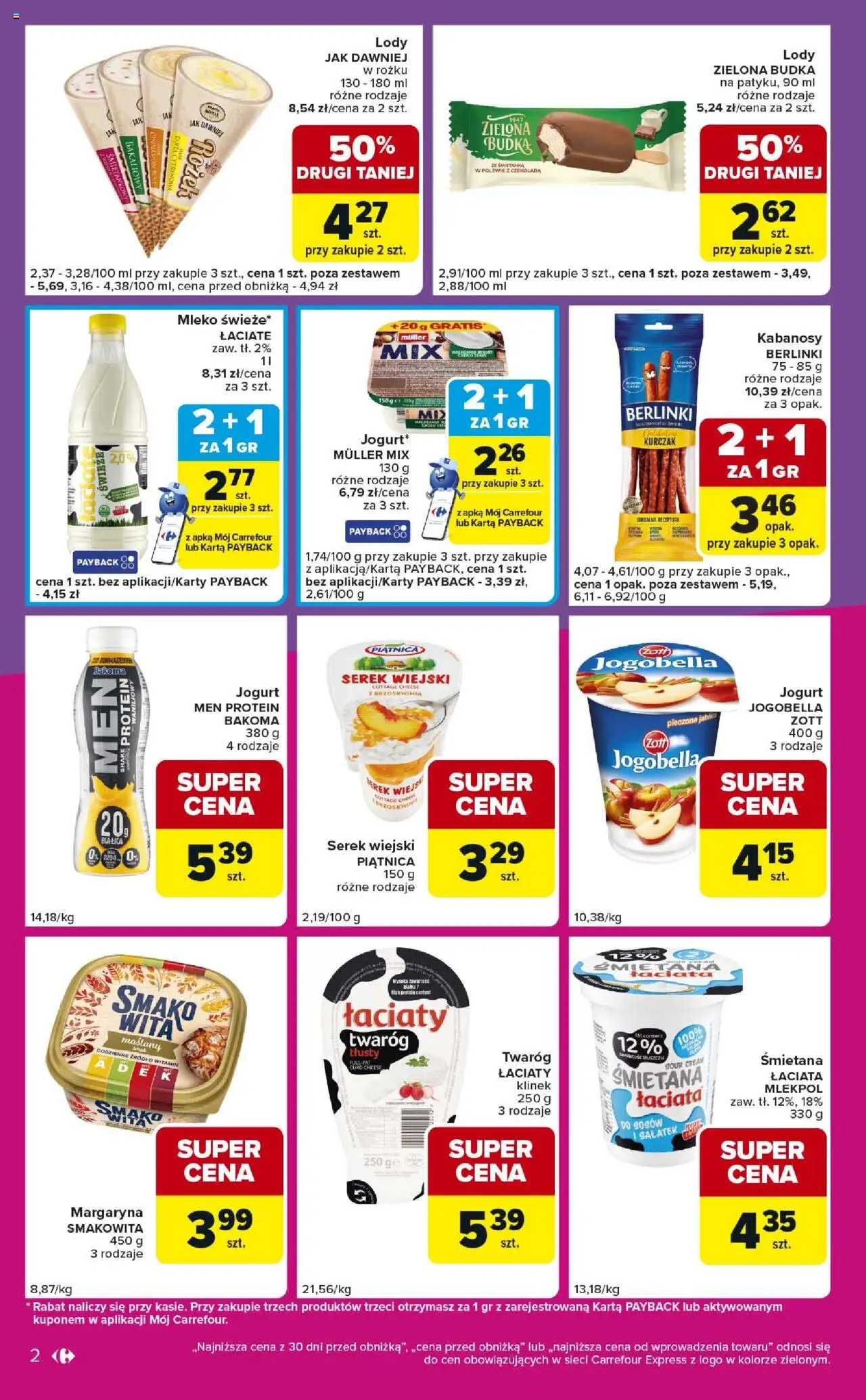 Carrefour Gazetka - Express II od 07.10.2025 | Strona: 2 | Produkty: Kurczak, Kabanosy, Mleko, Lody