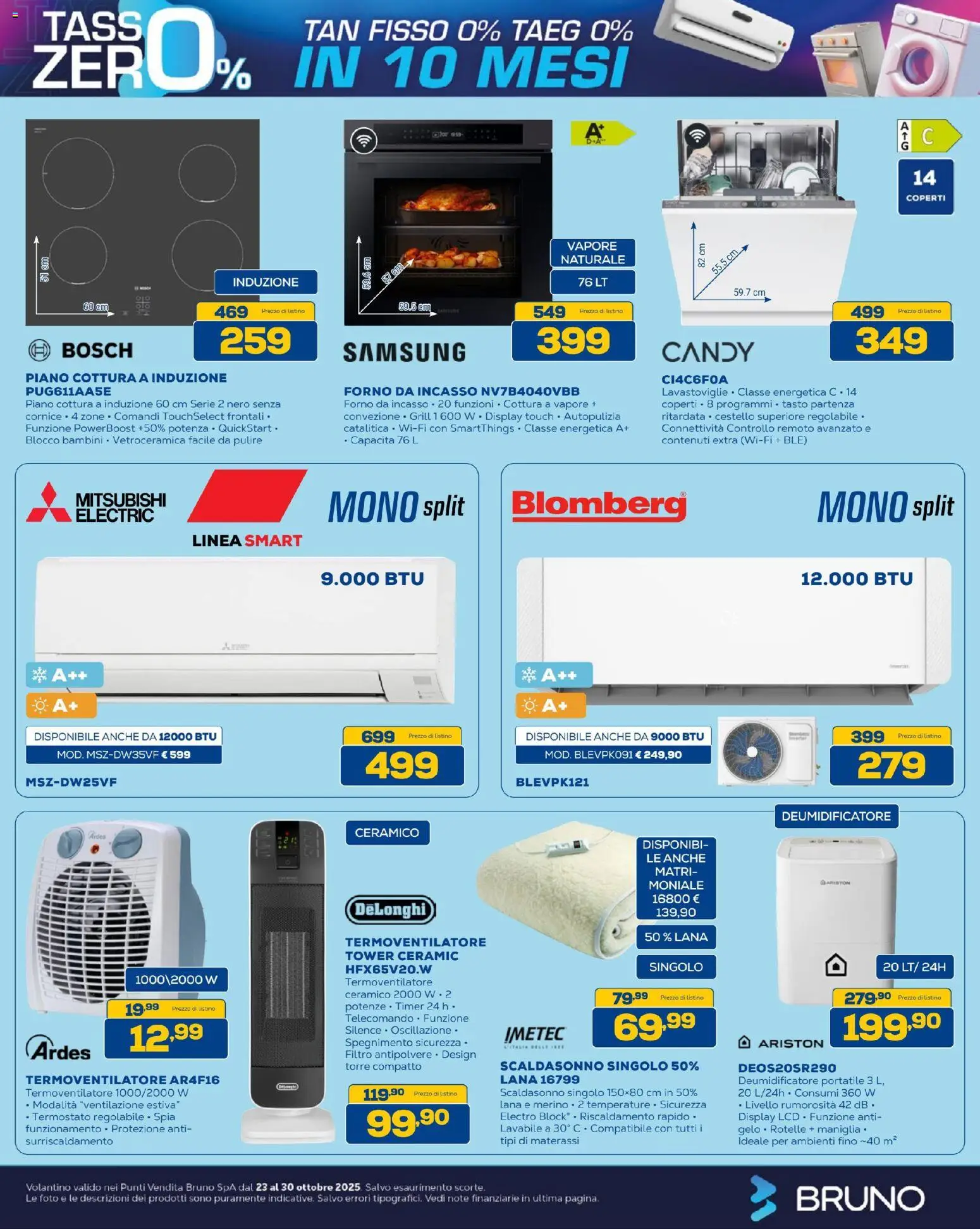 Volantino BRUNO del 23.10.2025 | Pagina: 5 | Prodotti: Deumidificatore, Lavastoviglie, Forno, Samsung