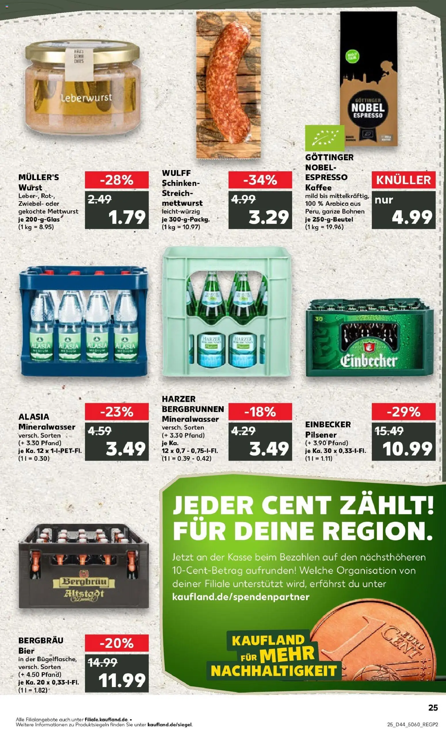 Kaufland prospekt Göttingen	 – gültig ab 30.10.2025 | Seite: 25 | Produkte: Kaffee, Mineralwasser, Wurst, Schinken