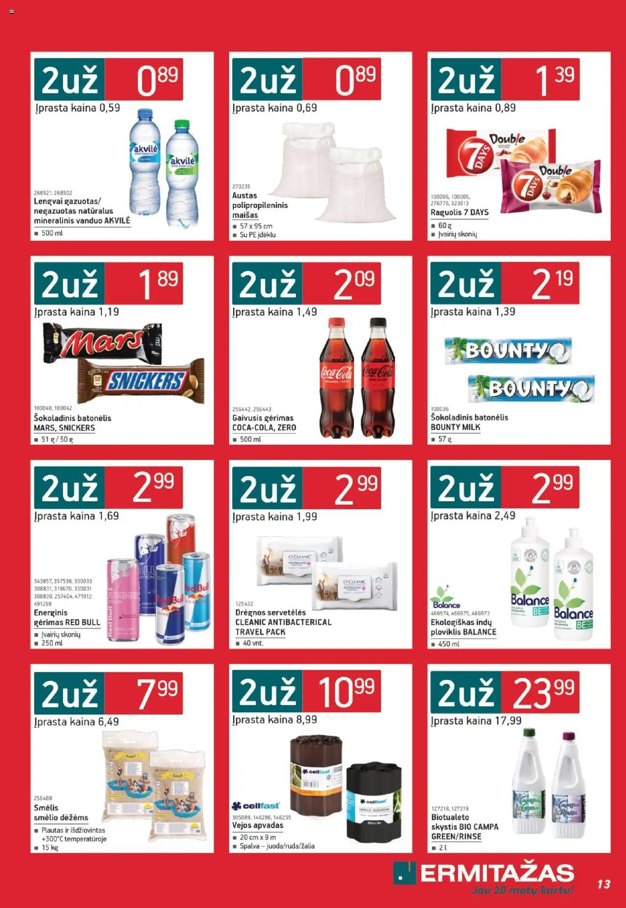 ERMITAŽAS - Leidinys│galioja nuo 04.08.2025 | Puslapis: 13 | Prekių: Gaivusis gėrimas, Ploviklis, Šokoladinis batonėlis, Mineralinis vanduo