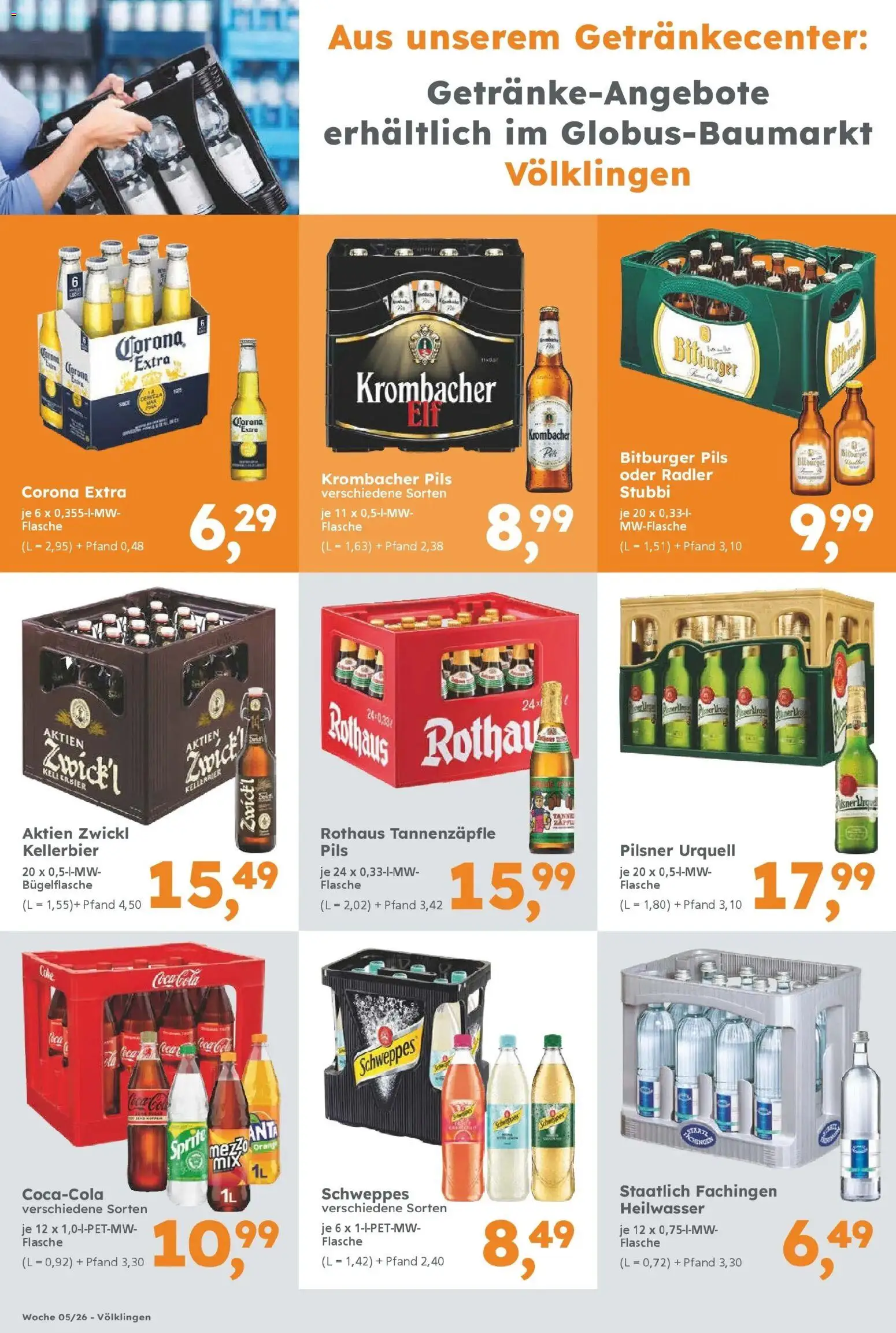 Globus Baumarkt prospekt Völklingen	 – gültig ab 26.01.2026 | Seite: 14 | Produkte: Sprite, Cola, Radler, Krombacher