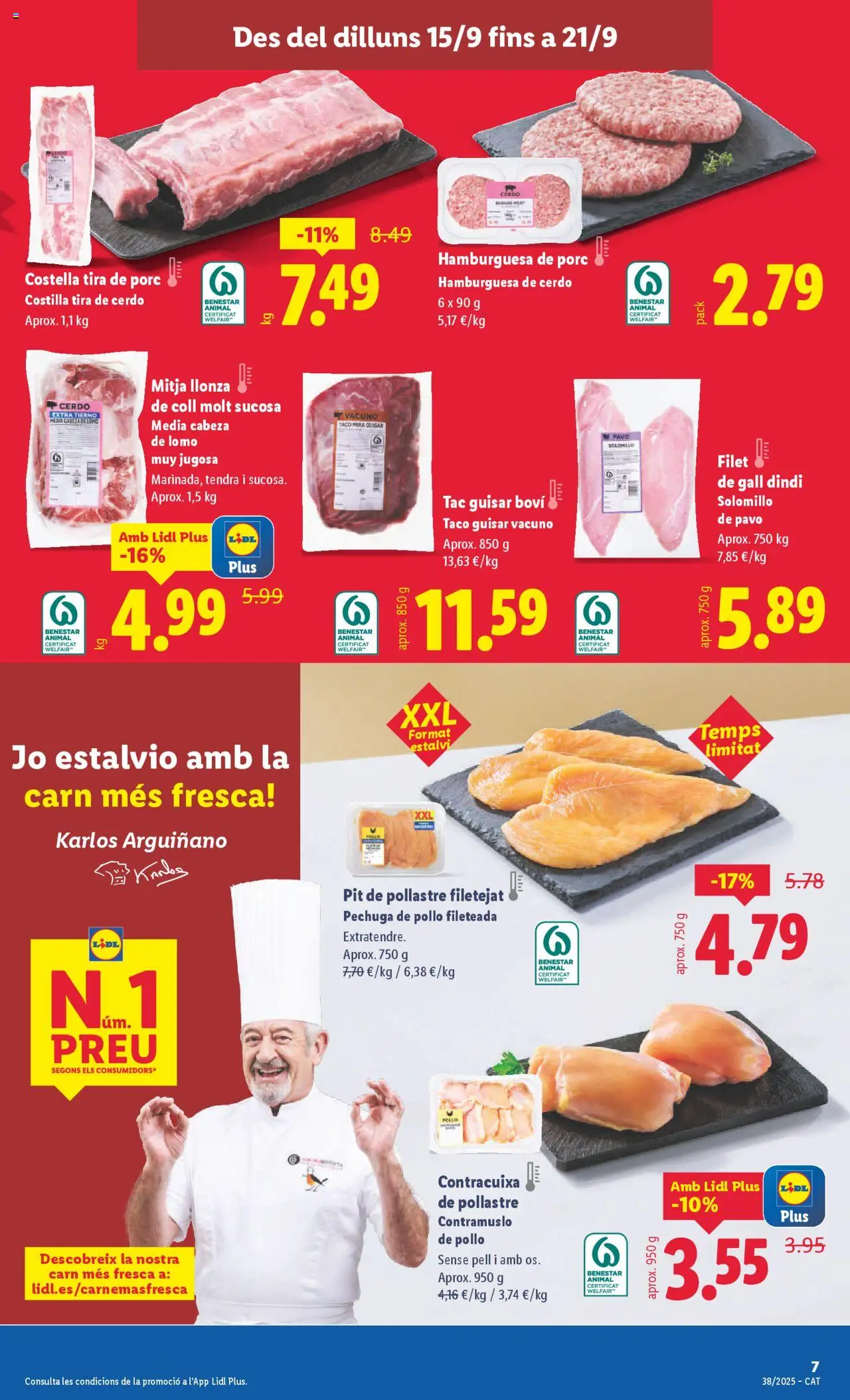 Lidl folleto │ válido desde el 15.09.2025 | Página: 7 | Productos: Pechuga de pollo fileteada, Cerdo, Σοκολατούχο γάλα