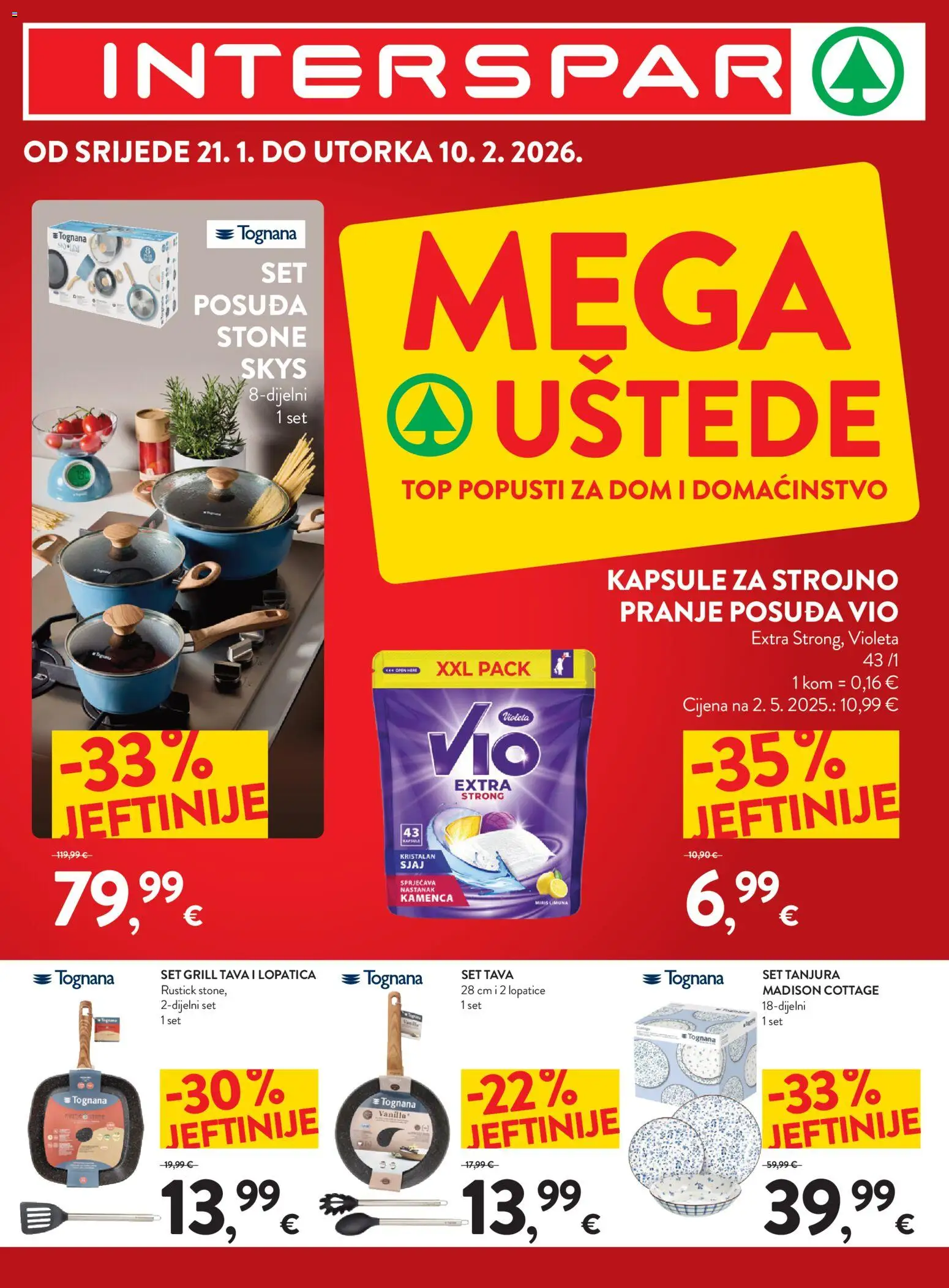 Interspar katalog | vrijedi od 21.01.2026 | Stranica: 1 | Proizvodi: Set tanjura, Tognana, Lopatica, Tava
