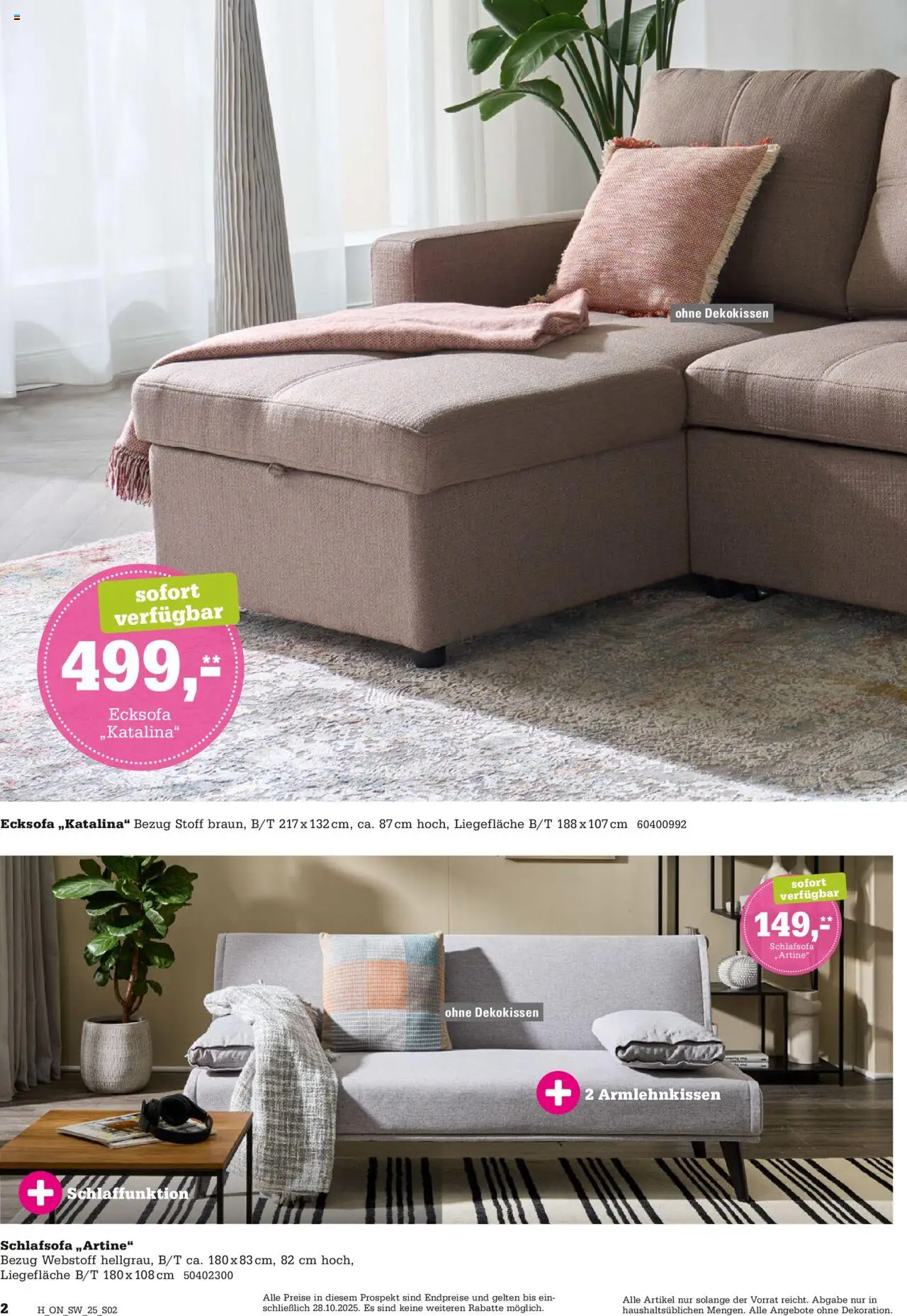 Höffner Express Spezial – gültig ab 15.10.2025 | Seite: 2 | Produkte: Schlafsofa, Ecksofa