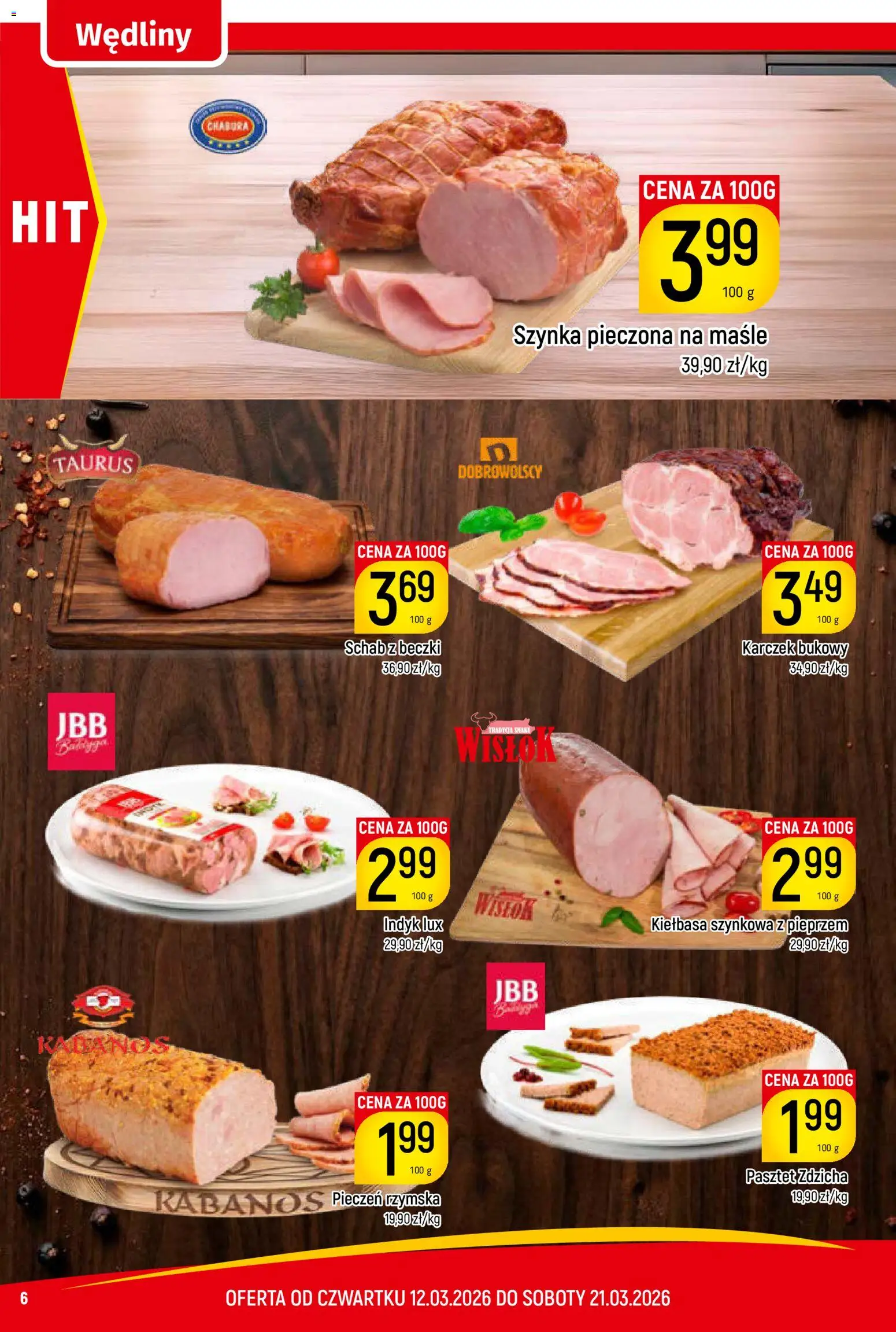 Piotruś Pan gazetka od 12.03.2026 | Strona: 6 | Produkty: Kiełbasa, Schab, Szynka, Wędliny