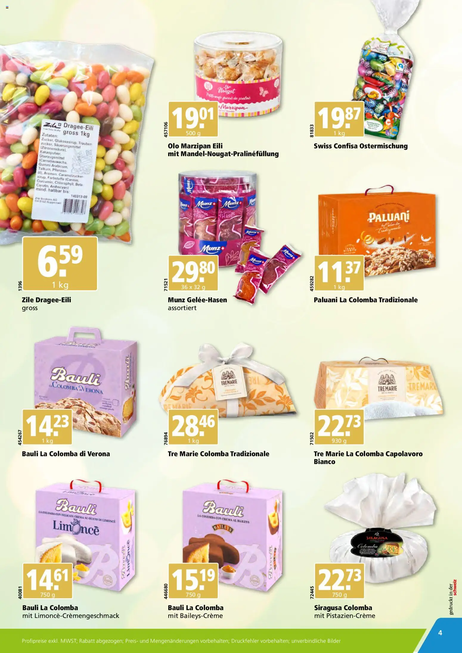 Aligro Aktionen Ostern Schlieren, Gossau SG, Frauenfeld, Rapperswil-Jona, Sargans, Bern, Brüttisellen, Pratteln, Emmen, Spreitenbach – gültig ab 16.02.2026 | Seite: 4 | Produkte: Bilder