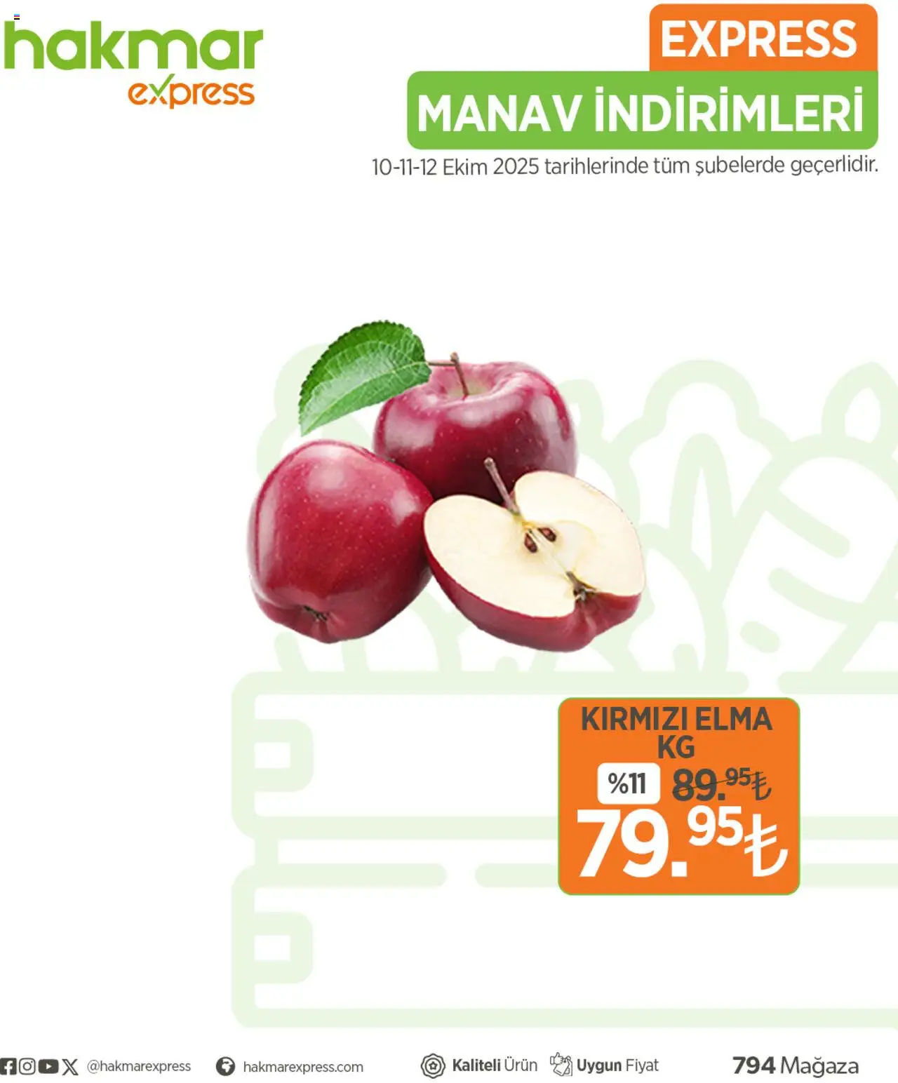 Hakmar Express Sebze ve meyve - 10.10.2025 tarihinden itibaren geçerlidir | Sayfa: 3 | Ürünler: Elma