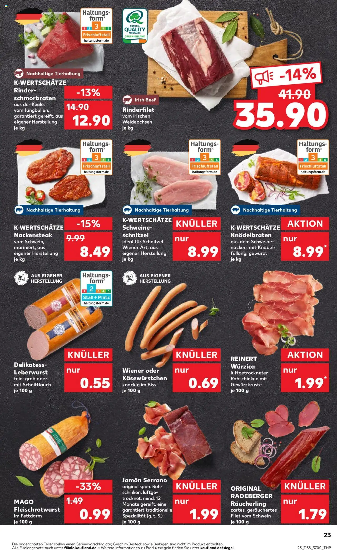 Kaufland prospekt Rostock	 – gültig ab 18.09.2025 | Seite: 23 | Produkte: Rinderfilet, Schnitzel