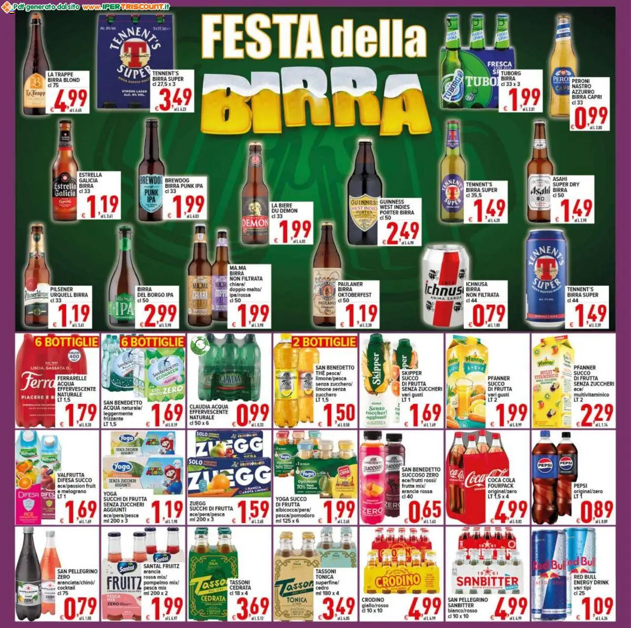 Volantino Ipertriscount del 05.09.2025 | Pagina: 6 | Prodotti: Tennent's, Carota, Red Bull, Cedrata
