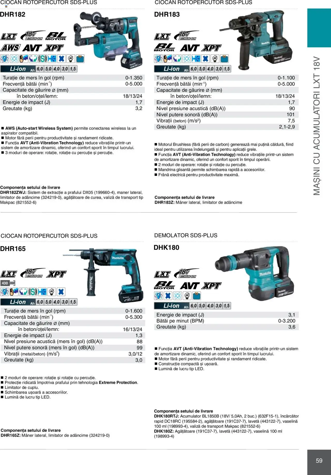 Noul catalog Makita – valabil de la 08.01.2025 | Pagină: 59 | Produse: Valiză, Încărcător, Aspirator, Mâner