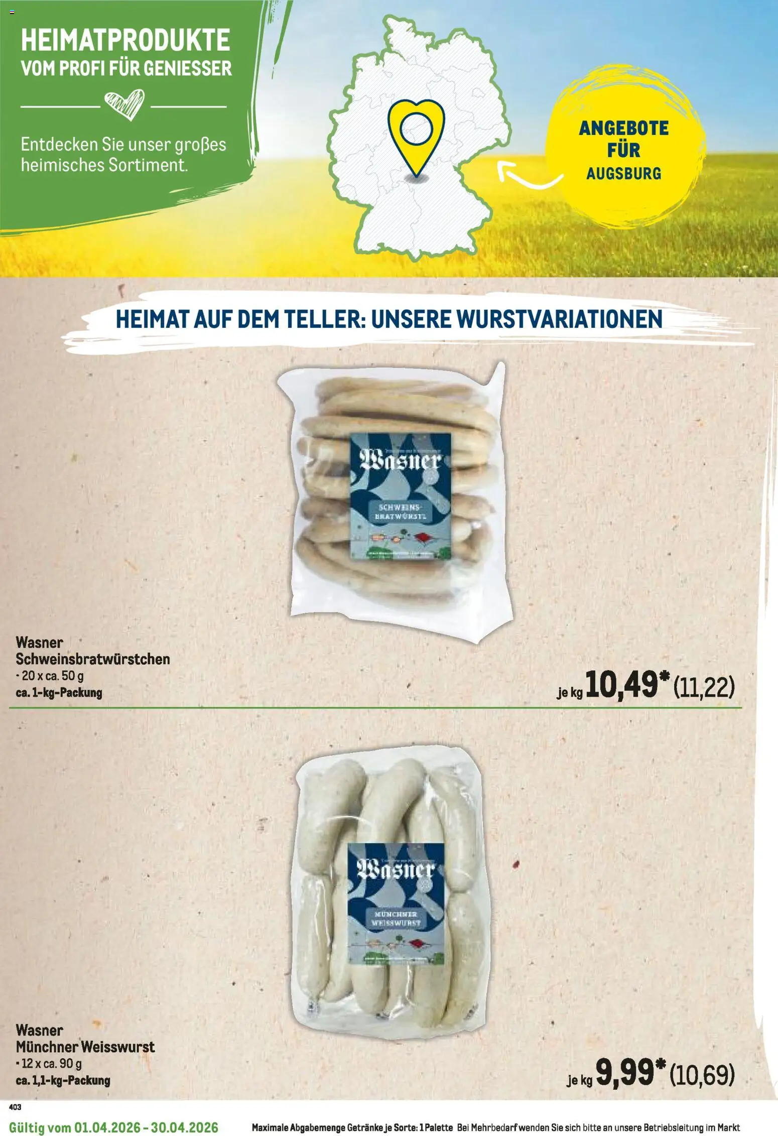 Metro Regionaler Flyer – gültig ab 01.04.2026 | Seite: 98 | Produkte: Weißwurst
