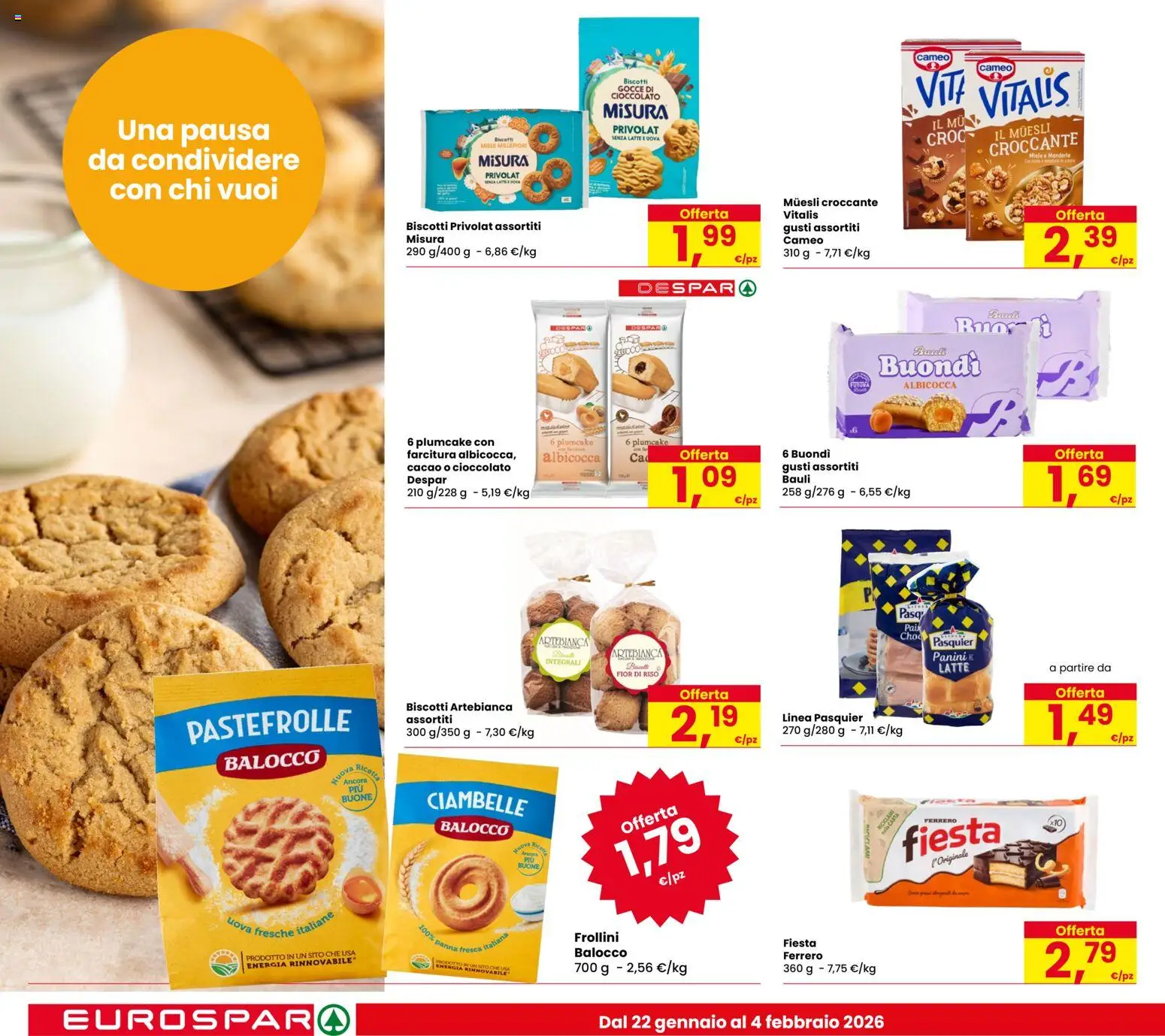 Volantino Despar del 22.01.2026 | Pagina: 16 | Prodotti: Muesli, Ciambelle, Cacao, Miele