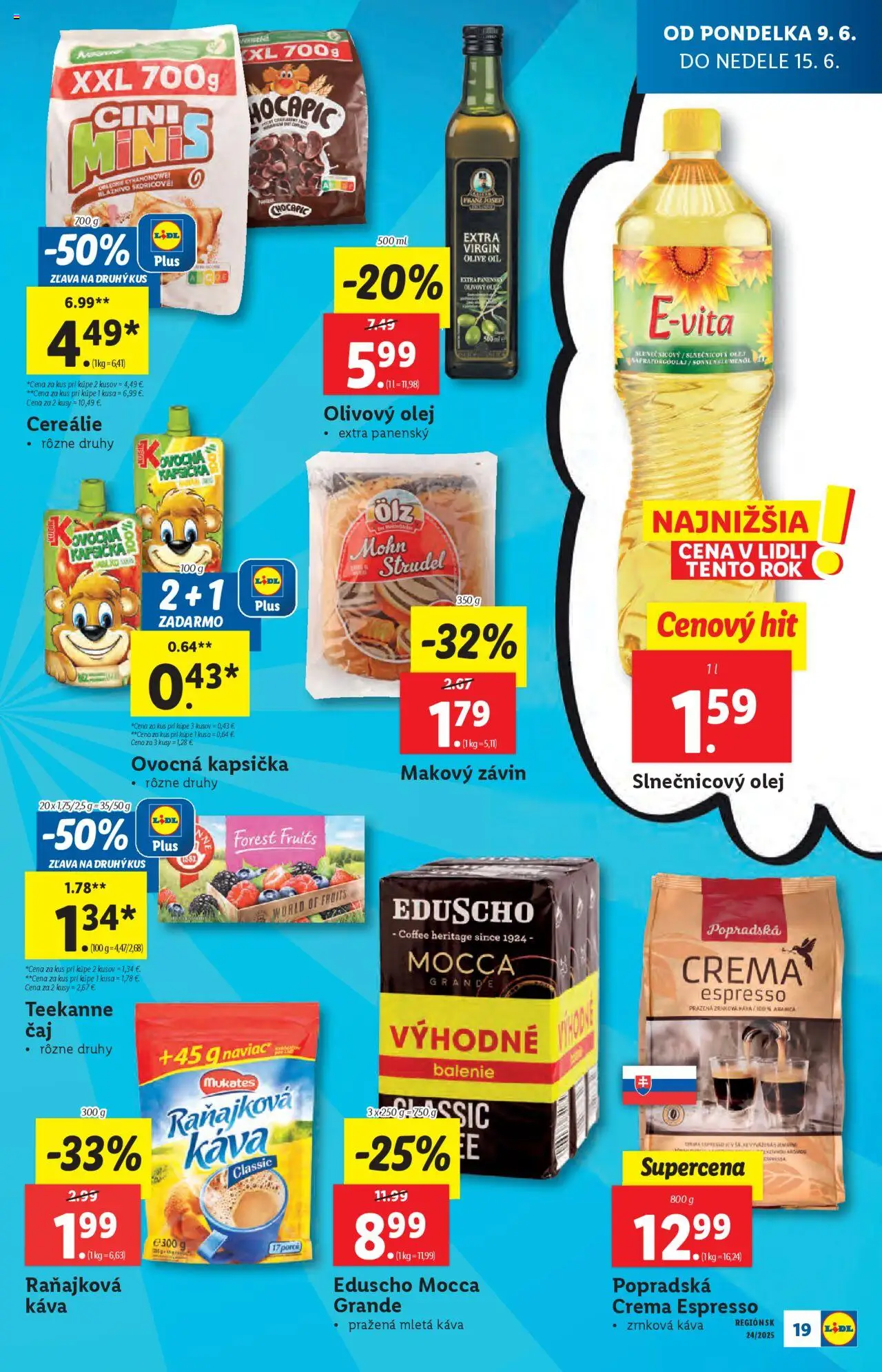 Lidl leták │ platný od 09.06.2025 | Strana: 23 | Produkty: Káva, Popradská káva, Závin, Teekanne