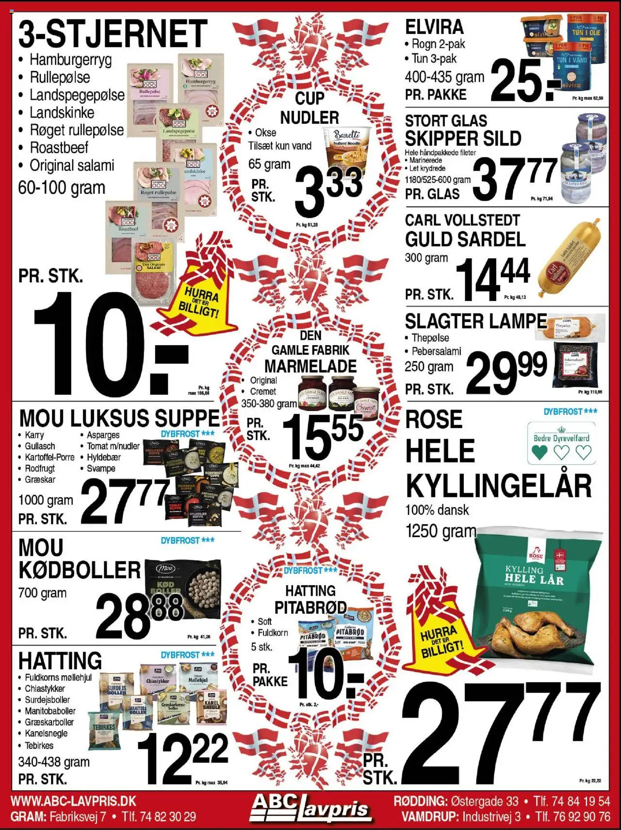 Abc Lavpris tilbudsavis – gyldig fra 10.09.2025 | Side: 4 | Produkter: Nudler, Tun, Hamburgerryg, Marmelade