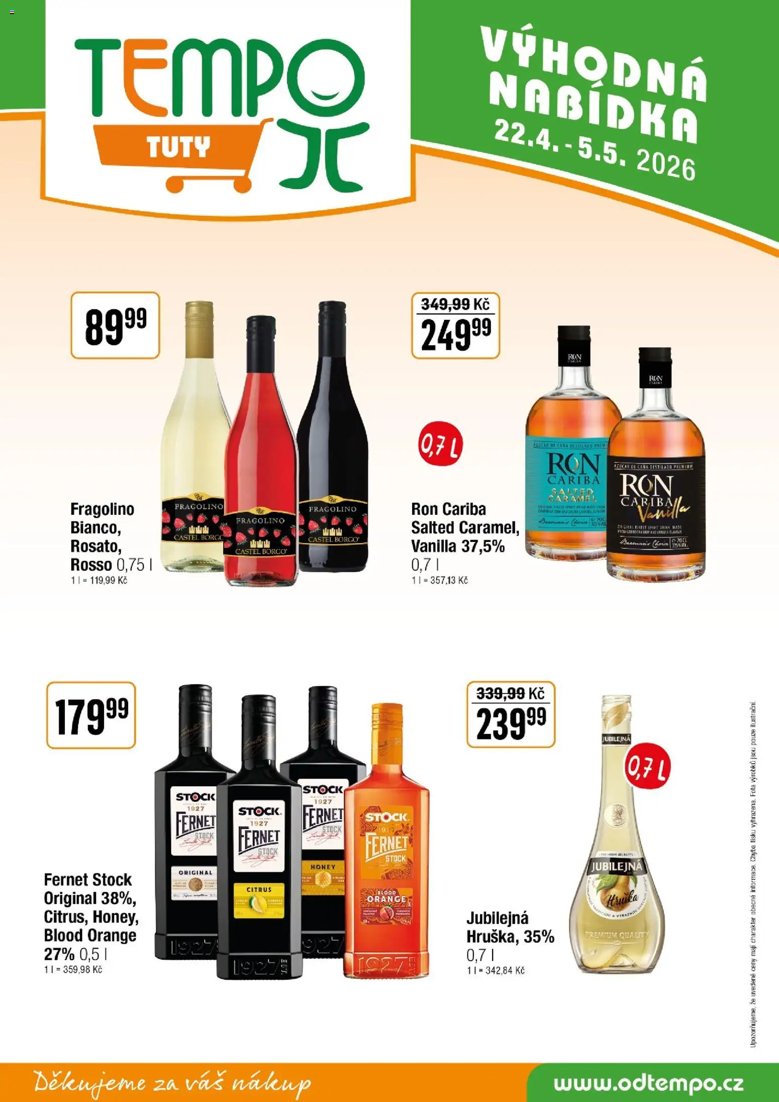 Tempo leták - Tuty od 22.04.2026 | Strana: 13 | Produkty: Fragolino, Finest, Fernet