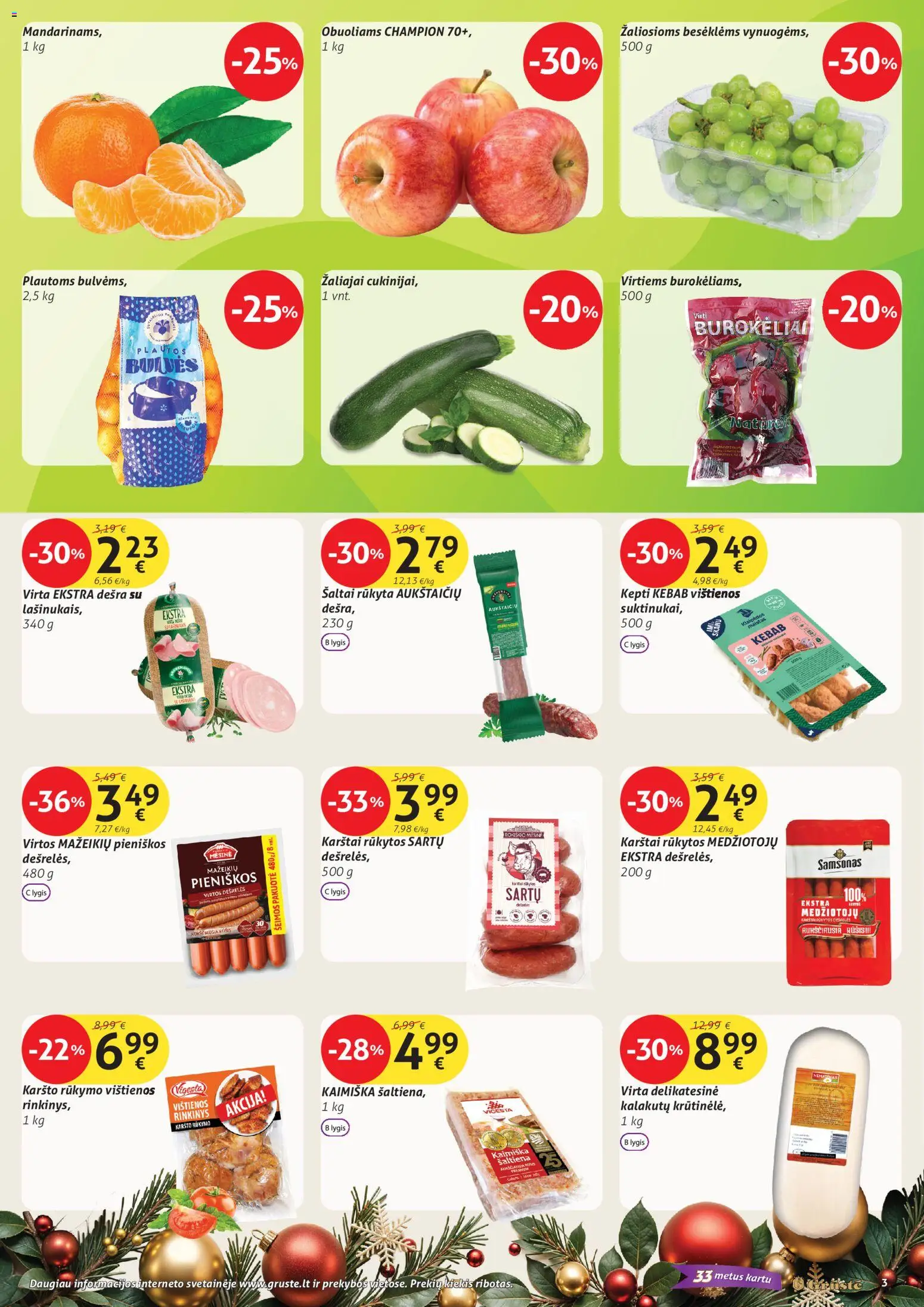 GRUSTE akcijos nuo 11.12.2025 | Puslapis: 3 | Prekių: Vištienos, Dešrelės, Dešra