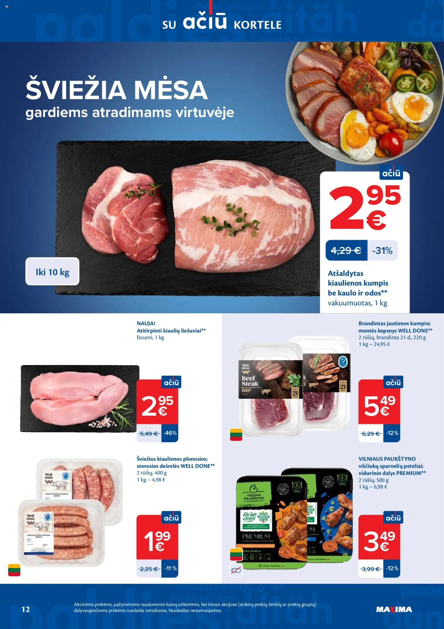 MAXIMA akcijos nuo 24.03.2026 | Puslapis: 12 | Prekių: Jautienos, Dešrelės, Viščiukų, Kumpis