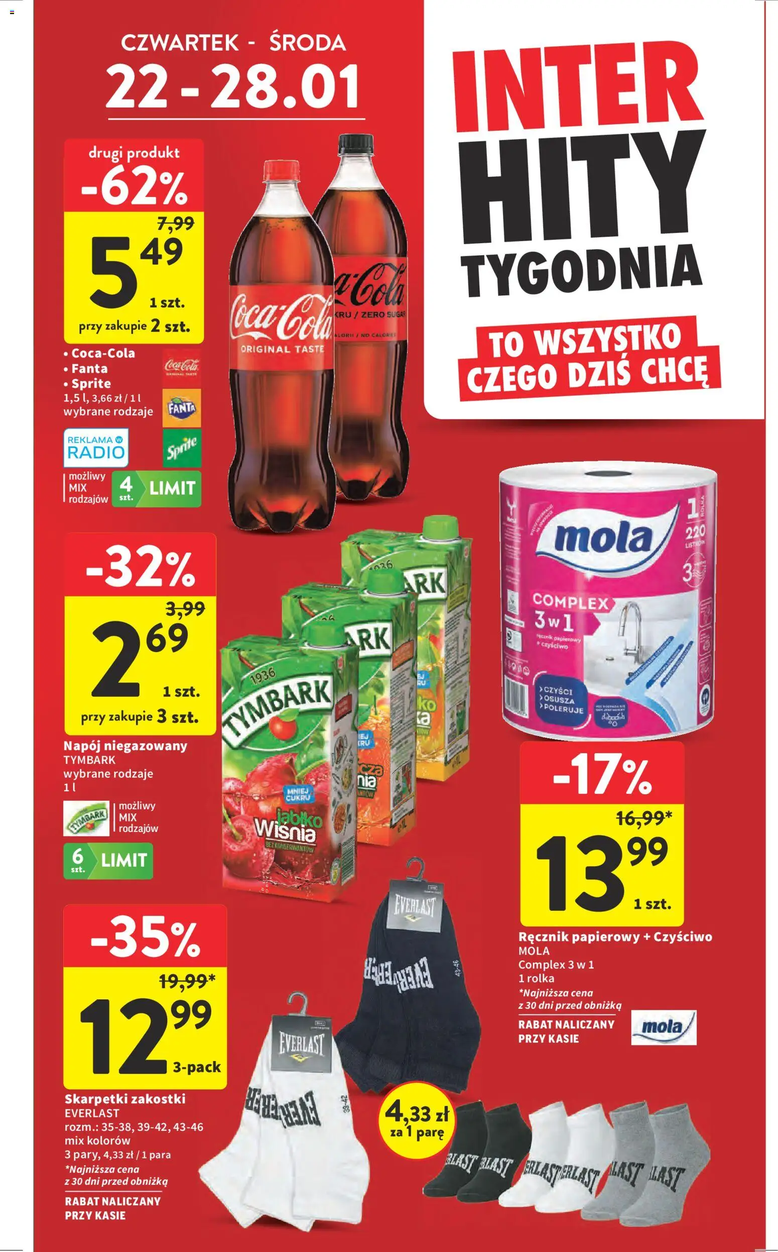 Intermarche Gazetka od 22.01.2026 | Strona: 7 | Produkty: Radio, Skarpetki, Sprite, Coca cola