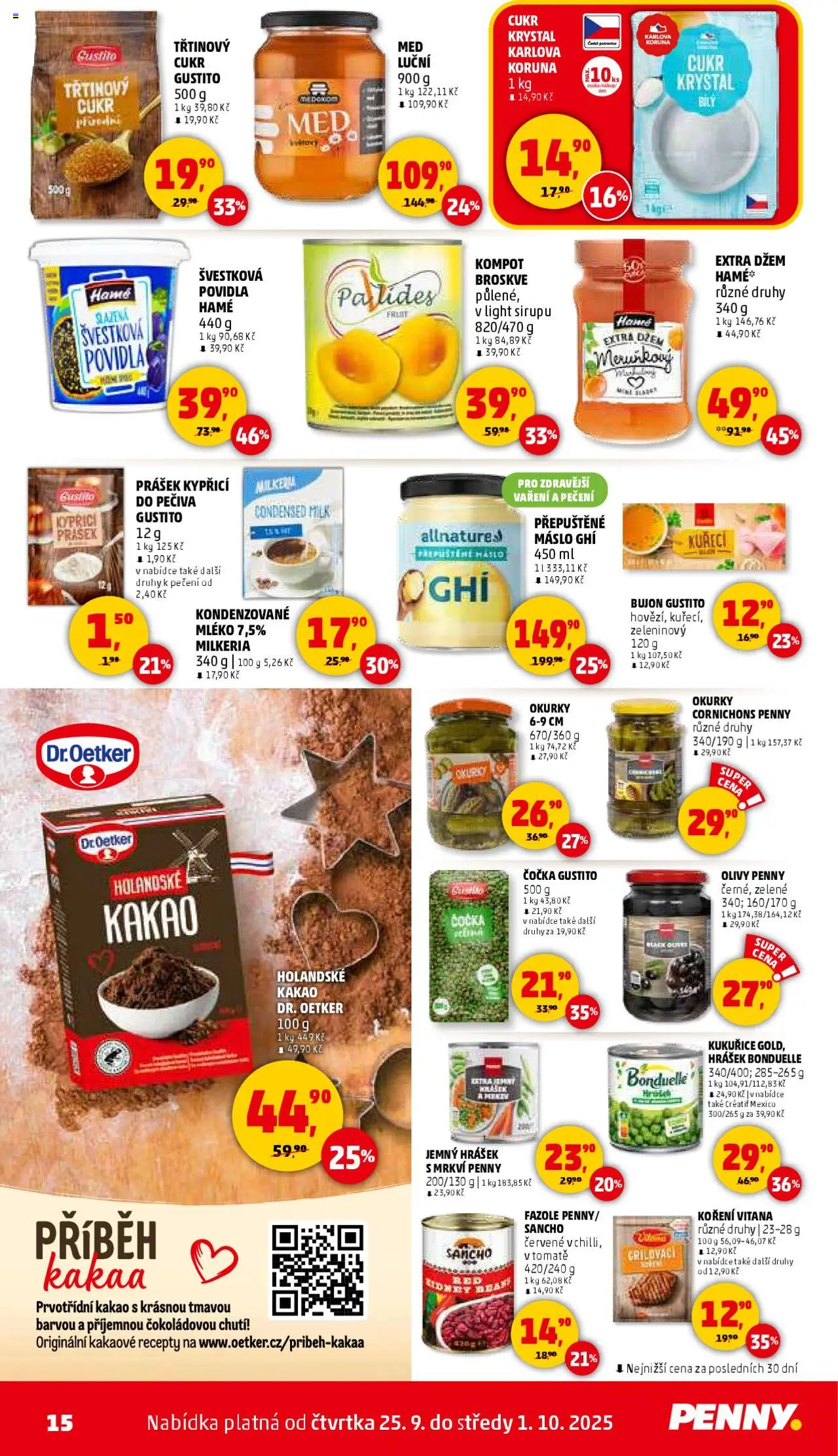 Penny Market leták - Čtvrtečník od 25.09.2025 | Strana: 15 | Produkty: Povidla, Bujón, Cukr, Olivy