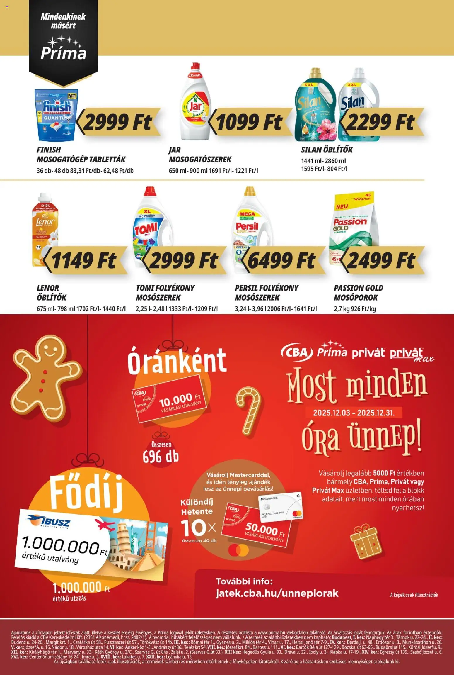 CBA Príma akciós ujság - amely érvényes a következő dátumtól: 13.12.2025 | Oldal: 12 | Termékek: Persil, Mosogatógép, Mosószerek, Óra