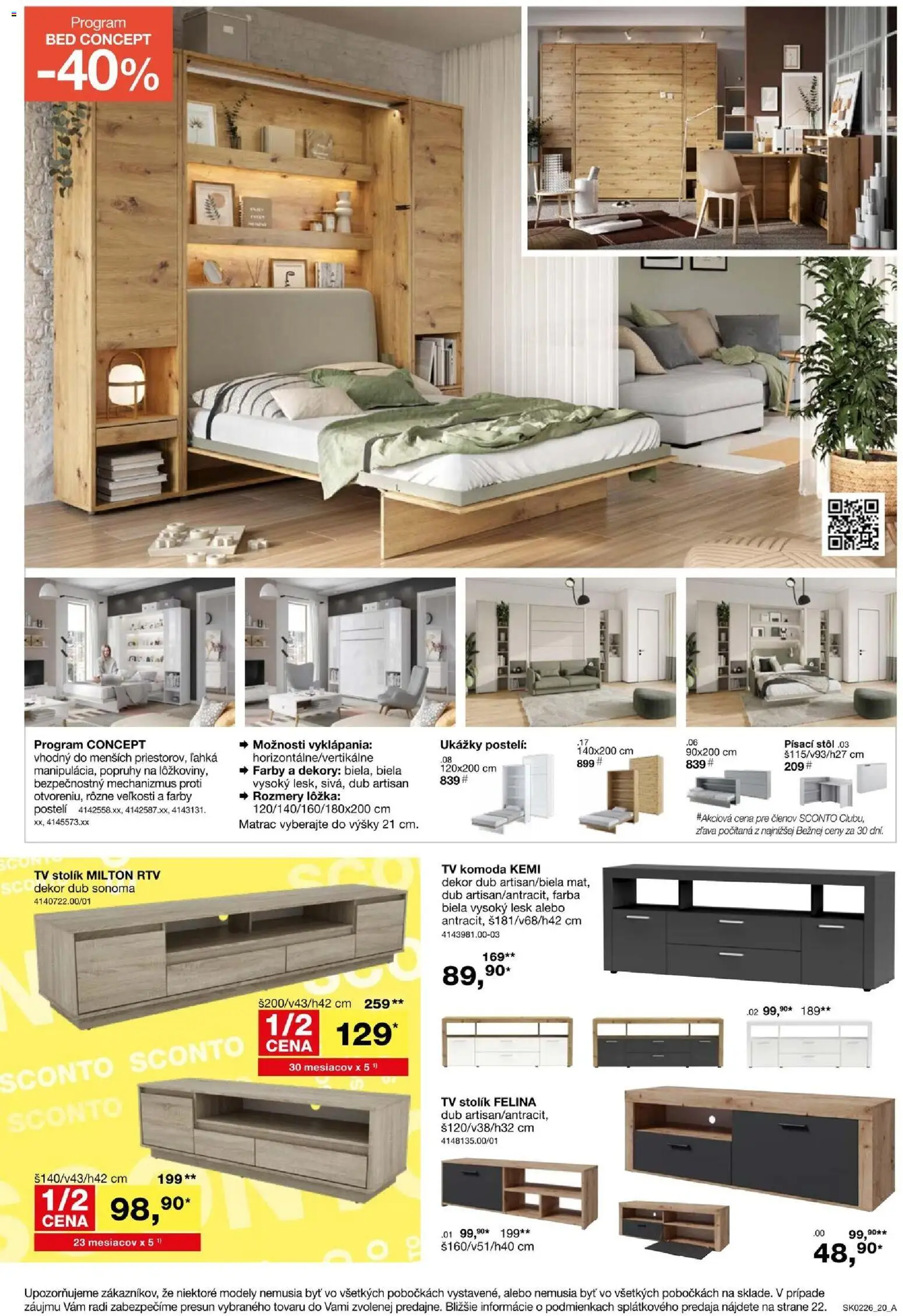 Nové Sconto nábytok akcie – leták je platný od 21.01.2026 | Strana: 20 | Produkty: Matrac, Tv, Tv stolik, Stôl