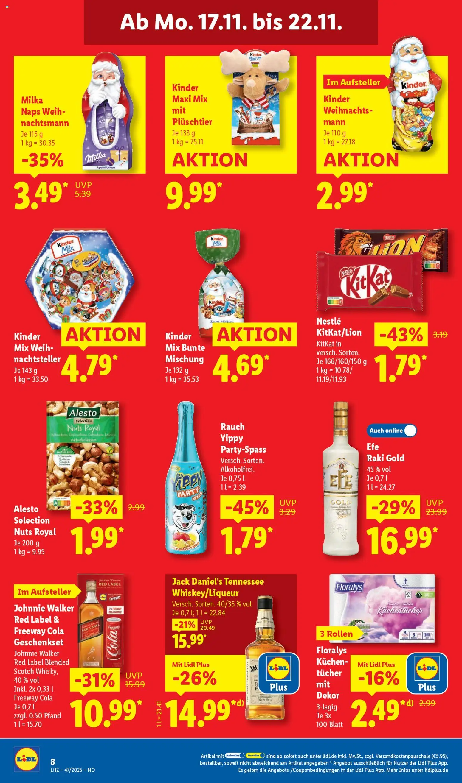 Lidl Prospekt Holzminden – gültig ab 17.11.2025 | Seite: 12 | Produkte: Cola, Jack Daniel's, Milka, Johnnie walker