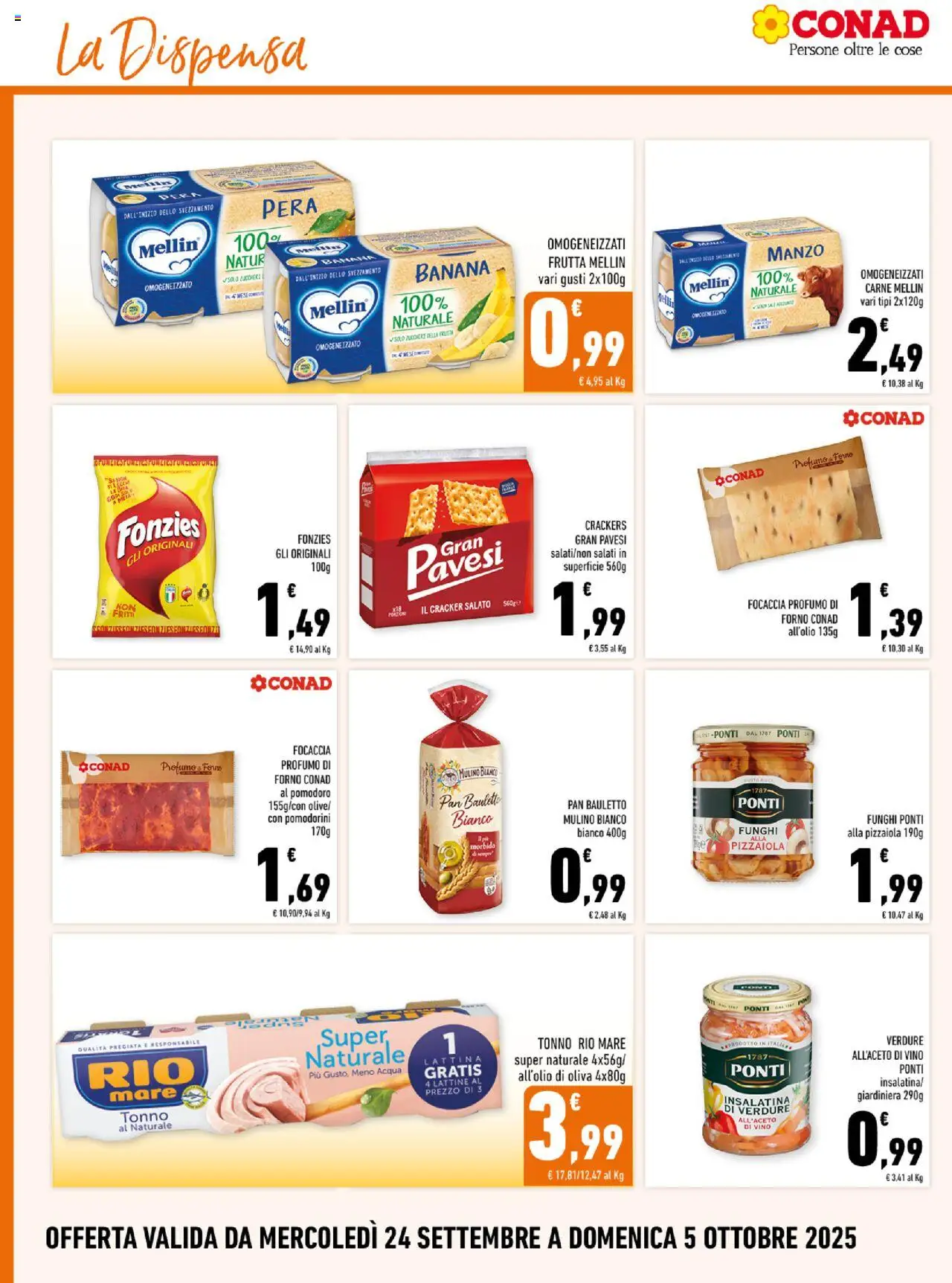 Volantino Conad del 24.09.2025 | Pagina: 12 | Prodotti: Manzo, Crackers, Pera, Tonno