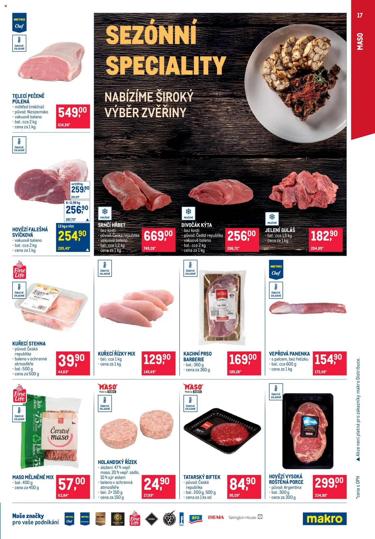 Makro leták - Pro milovníky jídla od 19.11.2025 | Strana: 17 | Produkty: Kuřecí řízky, Eidam, Maso, Kýta