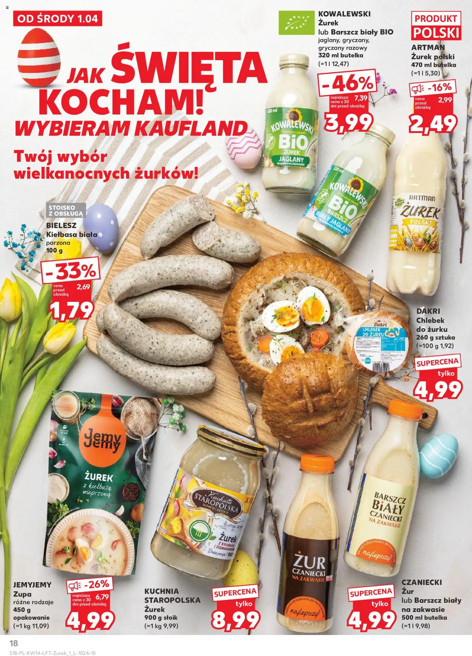 Kaufland gazetka od 01.04.2026 | Strona: 18 | Produkty: Kiełbasa, Barszcz, Zurek, Zupa