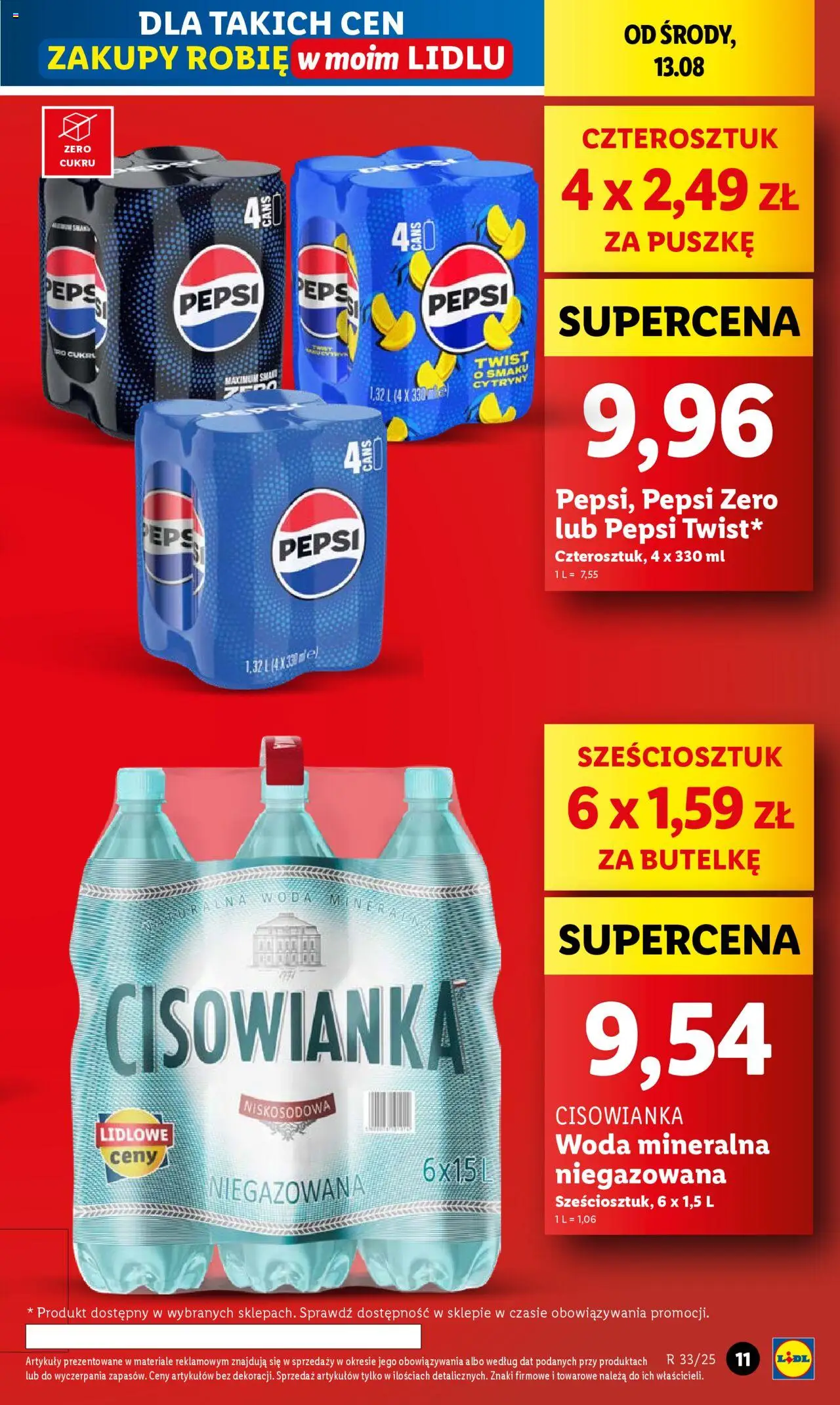 Lidl Gazetka od 13.08.2025 | Strona: 11 | Produkty: Pepsi, Cytryny, Woda