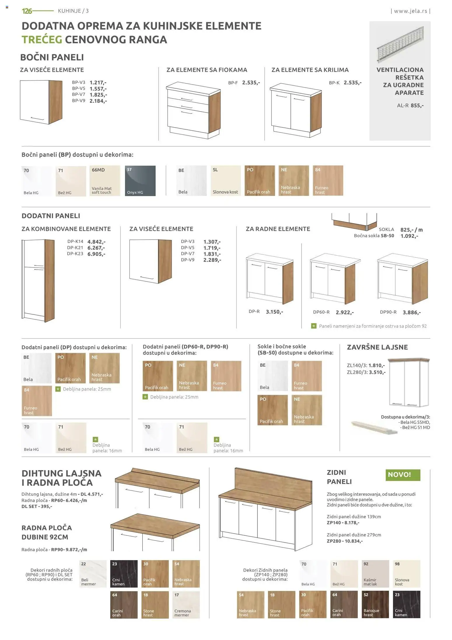 Jela katalog - važi od 06.04.2026 | Strana: 126 | Proizvode: Rešetka, Radna ploča, Orah