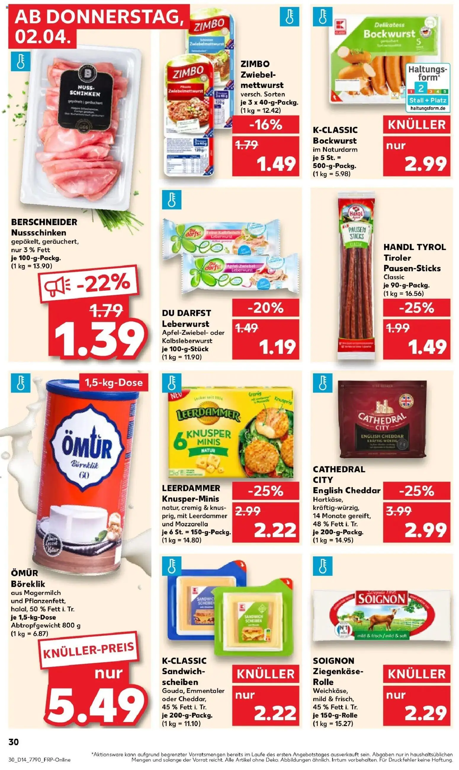 Kaufland Prospekt Arnstadt	 – gültig ab 30.03.2026 | Seite: 44 | Produkte: Bosch, Bockwurst, Leerdammer, Schinken