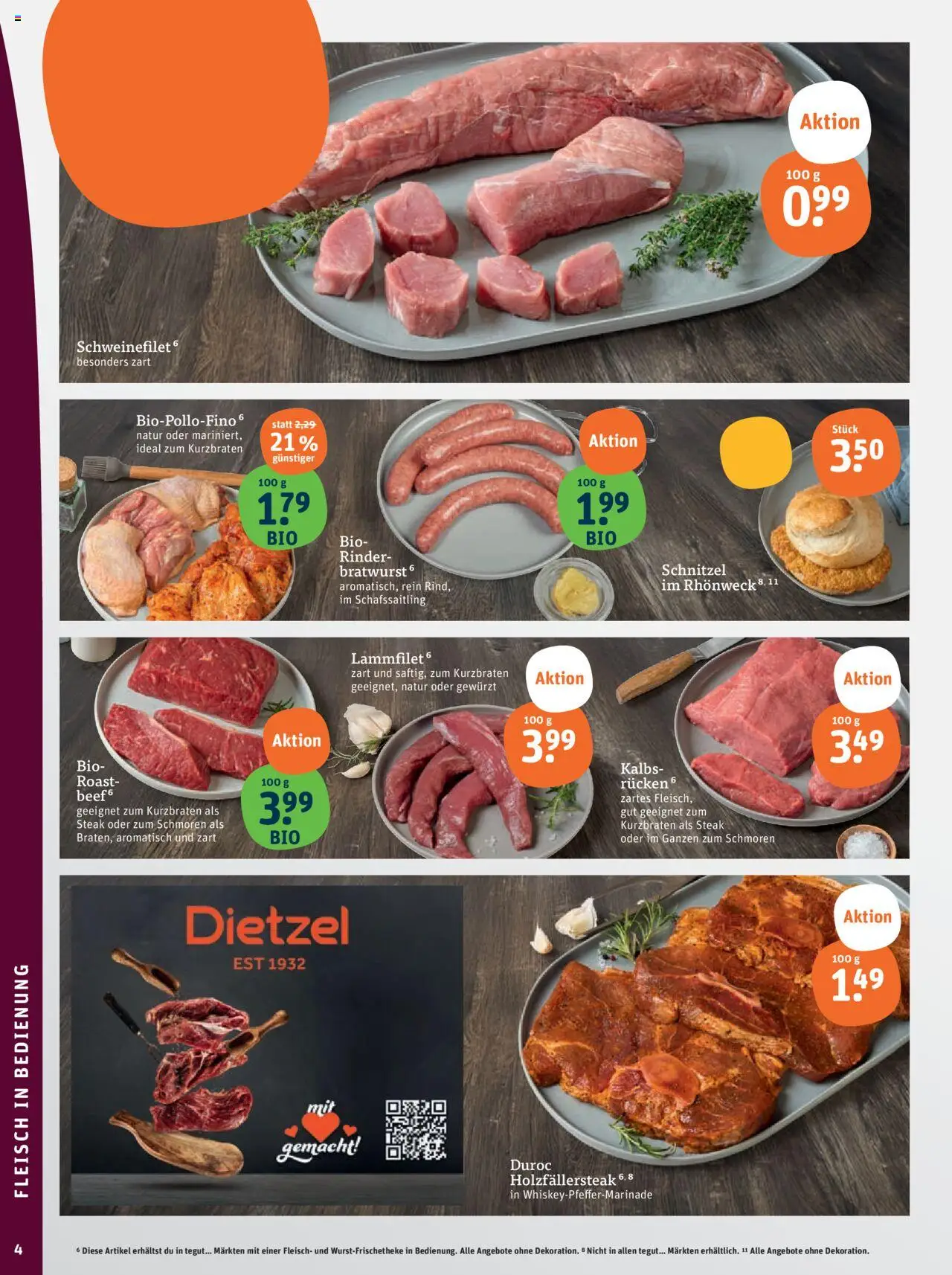 Tegut Prospekt - gültig ab dem 11.08.2025 | Seite: 6 | Produkte: Bratwurst, Schnitzel, Steak, Fleisch