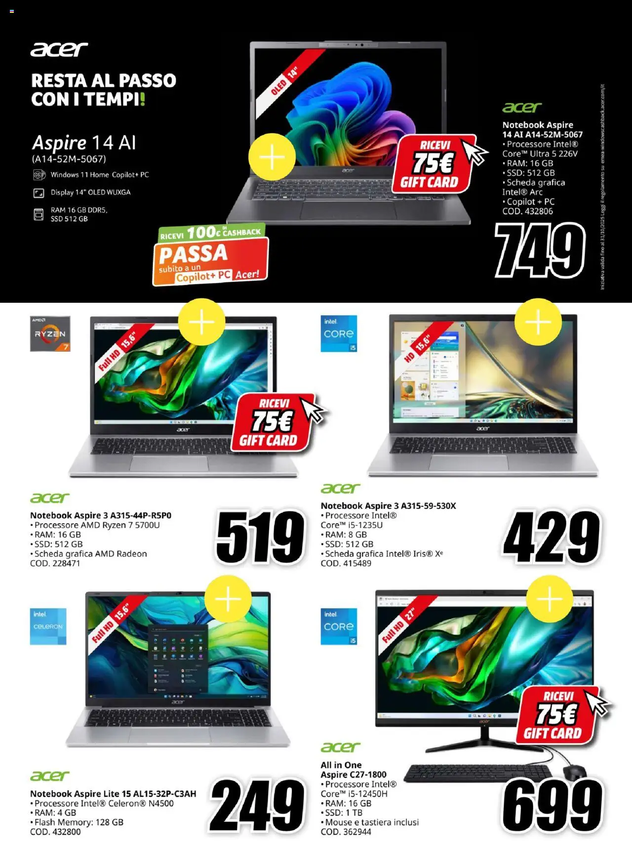 Volantino Media World del 21.08.2025 | Pagina: 8 | Prodotti: Notebook, PC, Mouse, Tastiera