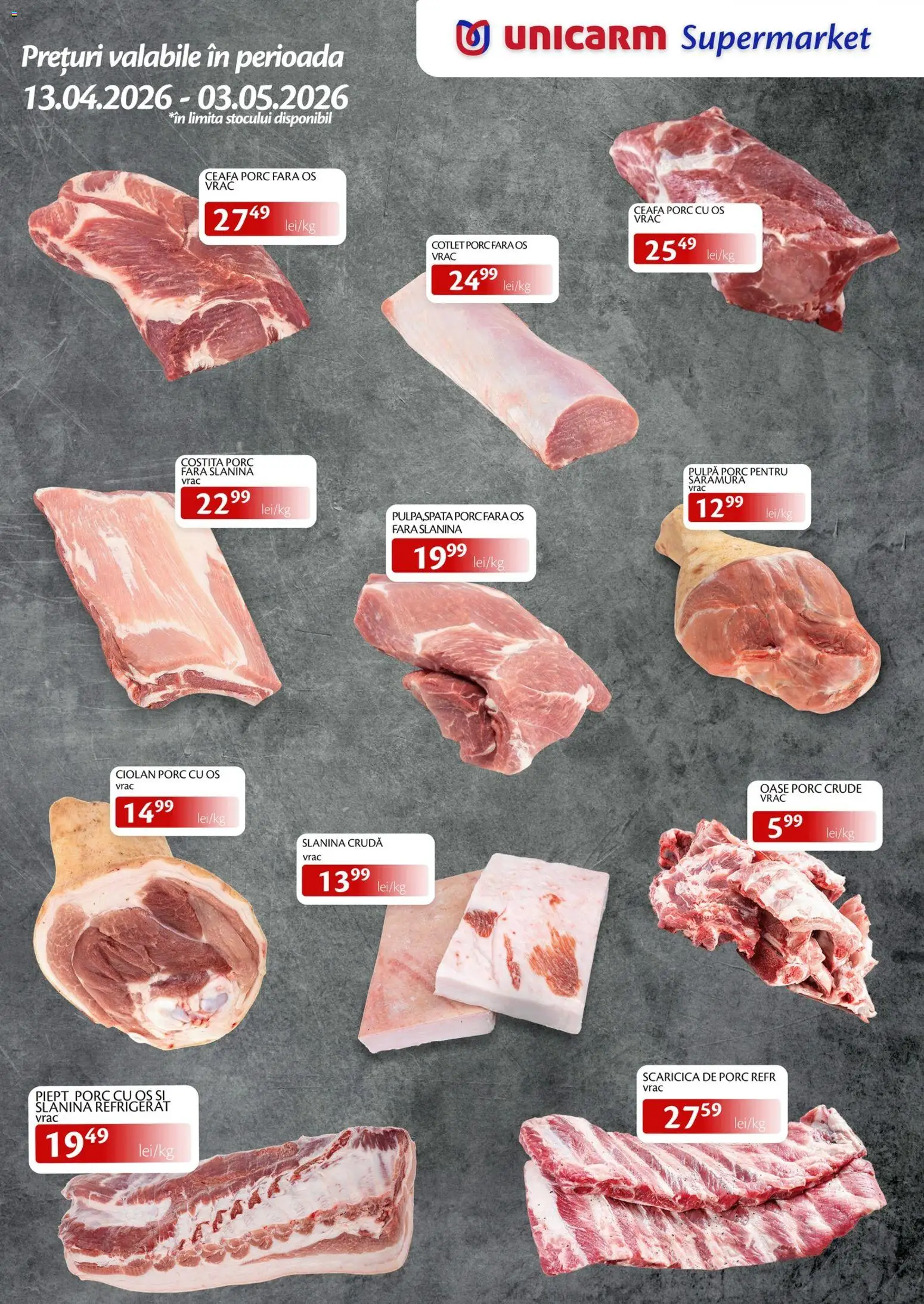 Noul catalog Unicarm – valabil de la 13.04.2026 | Pagină: 1 | Produse: Lait de coco, Cotlet porc