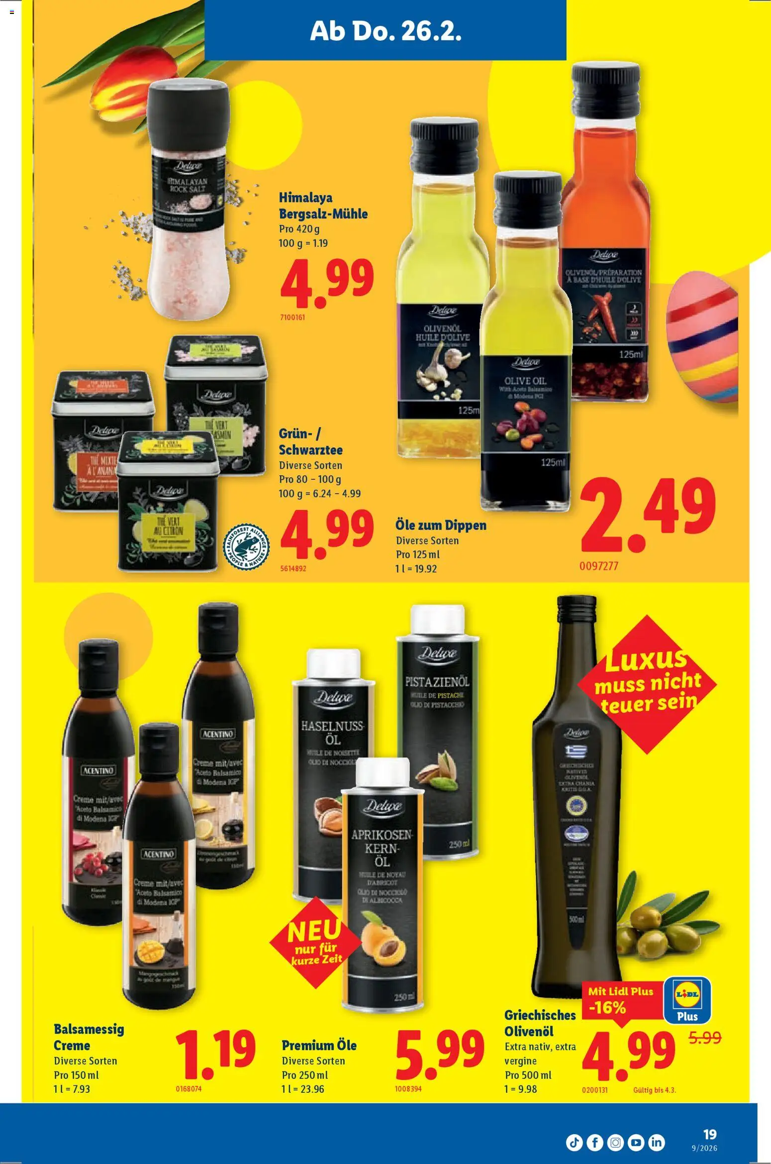 Lidl Aktionen – gültig ab 26.02.2026 | Seite: 19 | Produkte: Rock, Balsamico, Creme