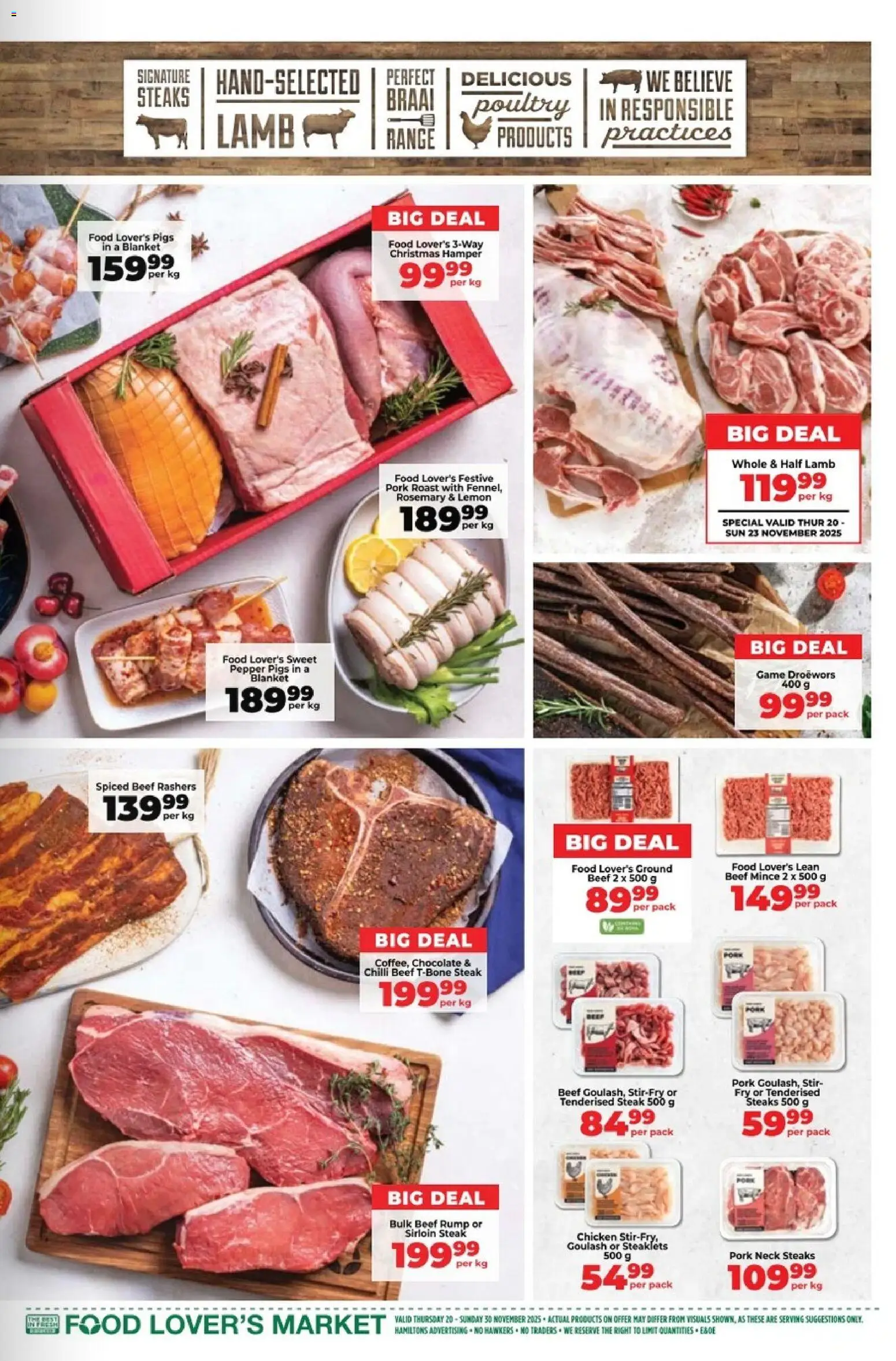 New Food Lover's Market catalogue – valid from 20.11.2025 | Page: 5 | Products: Steak, Limpiador íntimo, Chicken, Pork